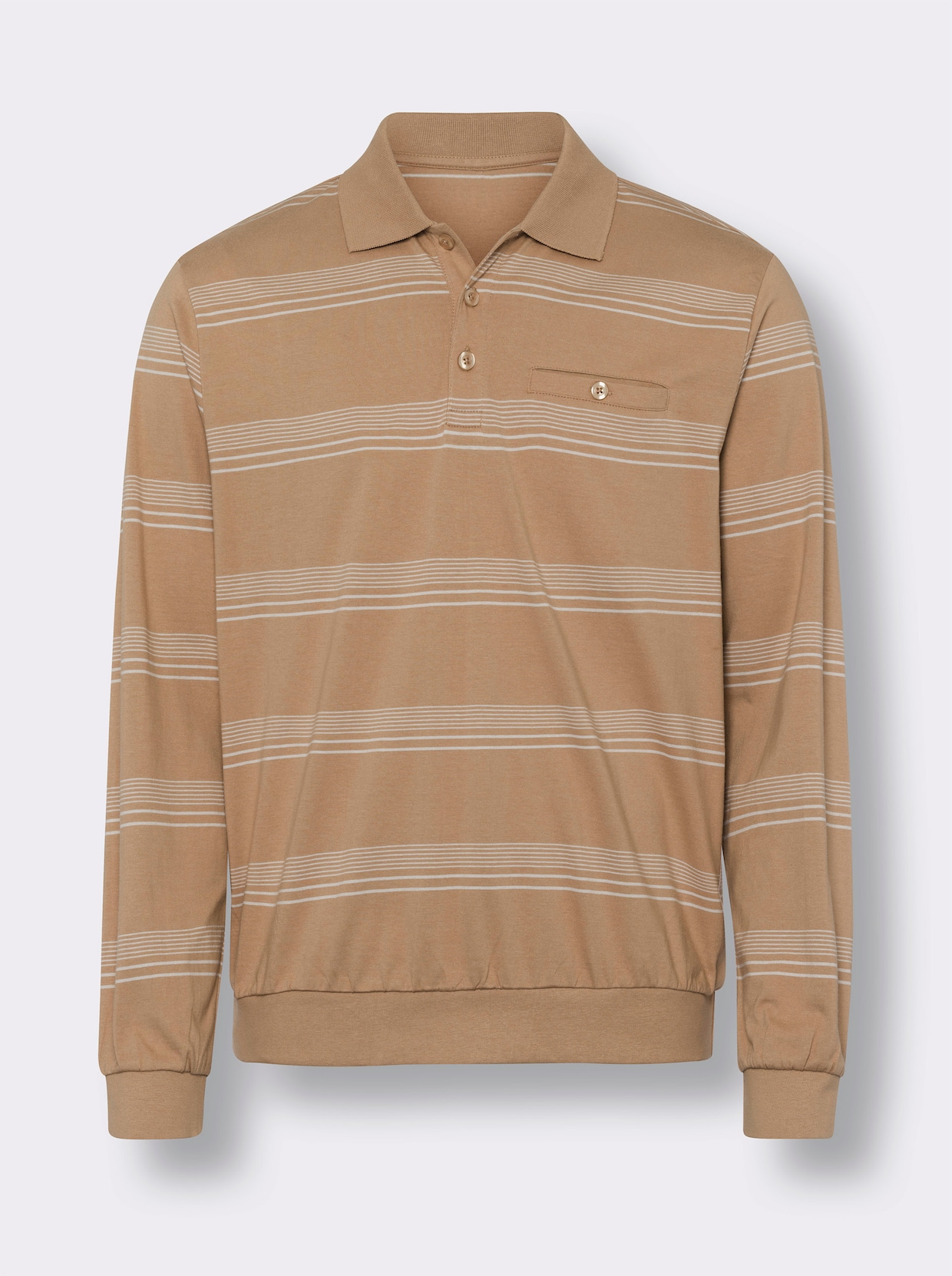 Sweatshirt - camel-hellgrau-geringelt