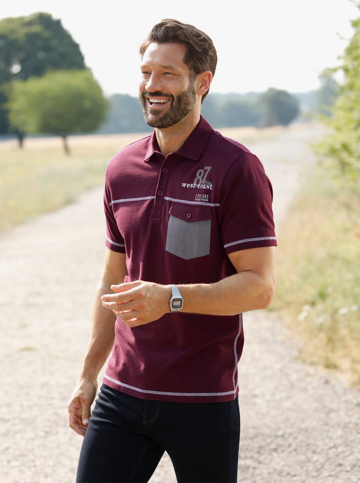 Catamaran Kurzarm-Poloshirt - burgund