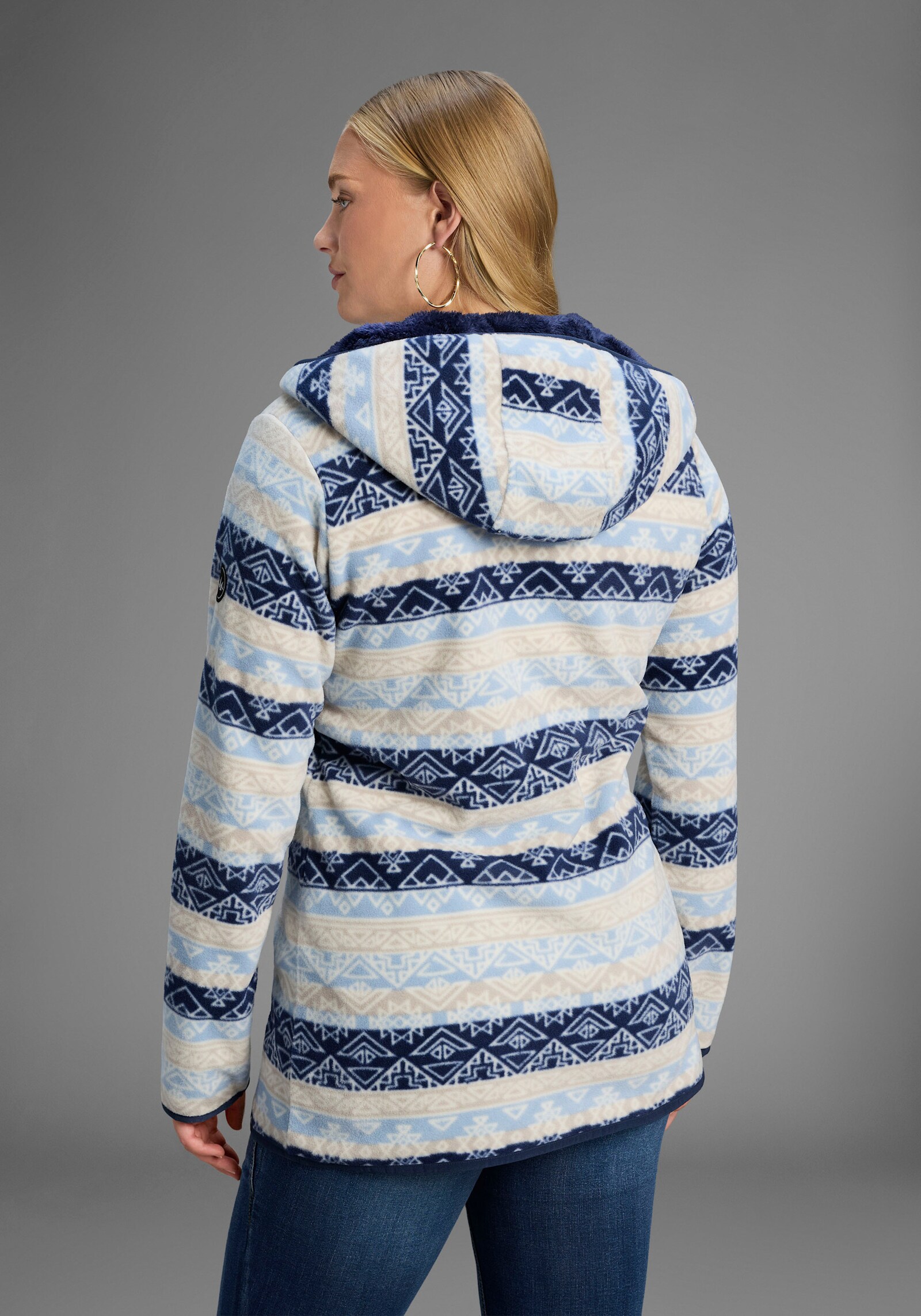 Polarino Fleecejacke - blau-woll weiß