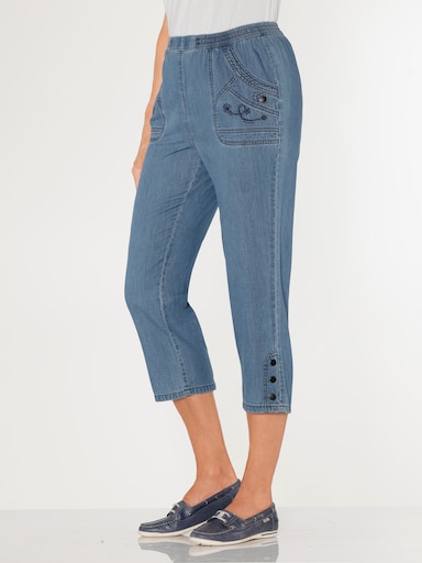 3/4-Jeans - blue-bleached + blue-stone-washed