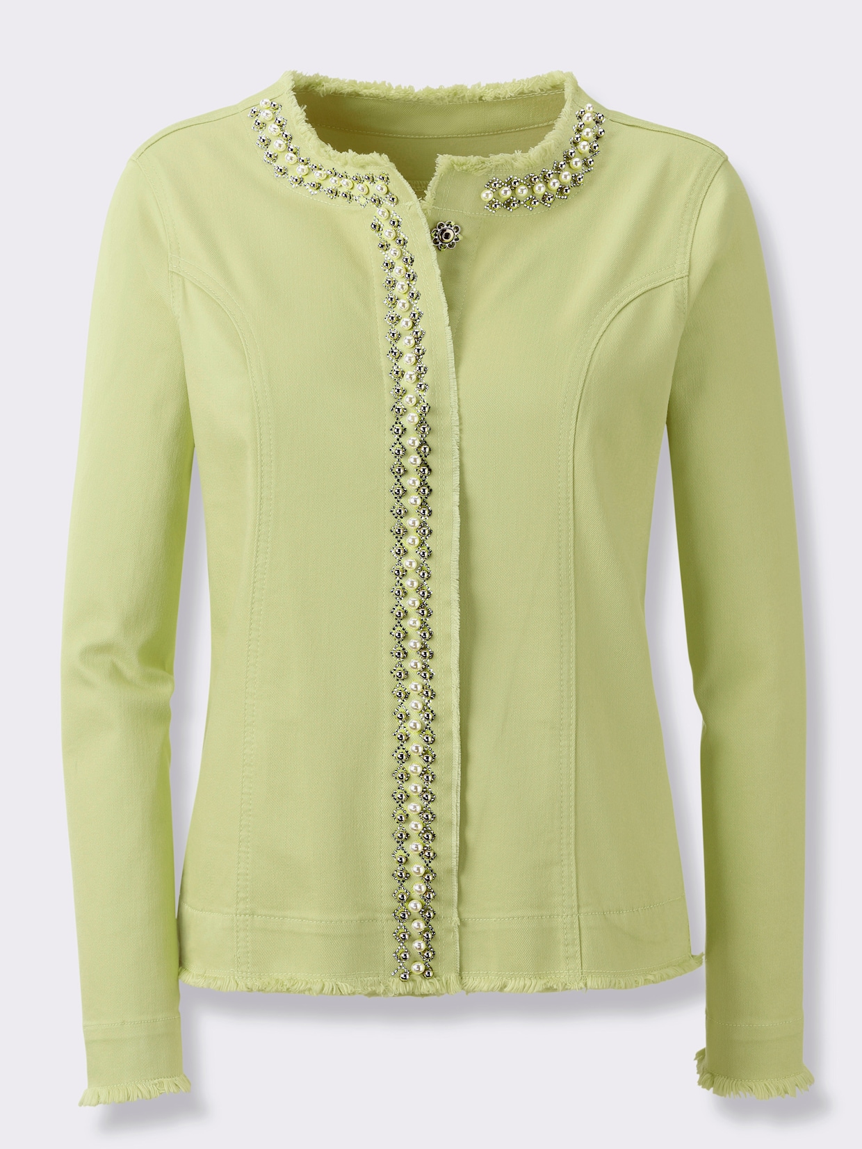 Jeansblazer mit seitlichen Nahttaschen - pistazie