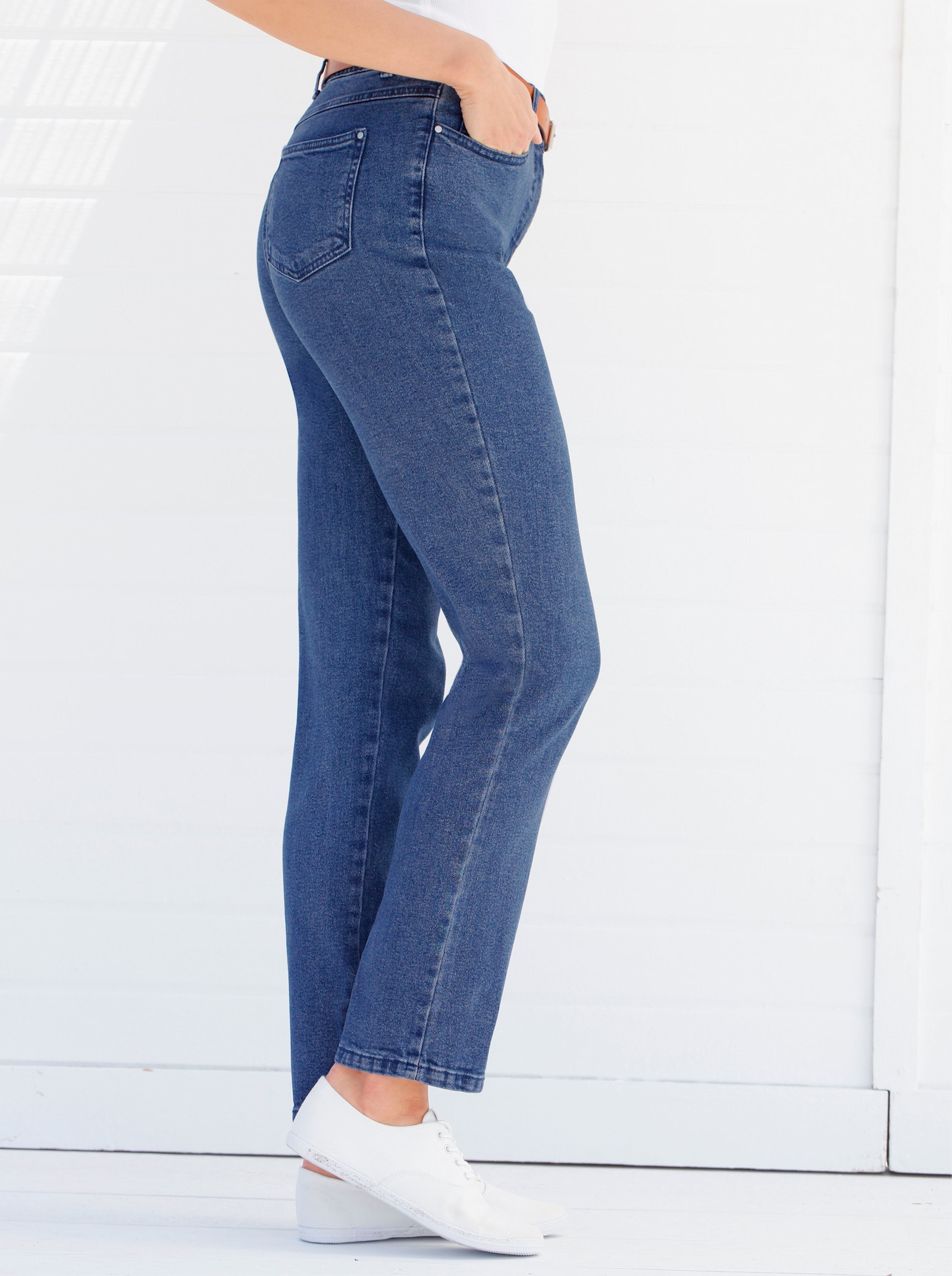 5-Pocket-Jeans mit innenliegendem Dehnbund - blue-stone-washed