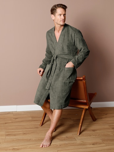 feel good Bademantel in Frottee-Qualität - khaki