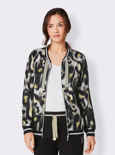 CREATION L PREMIUM Modal-Viskose-Jacke - hellgrau-zitrone-bedruckt