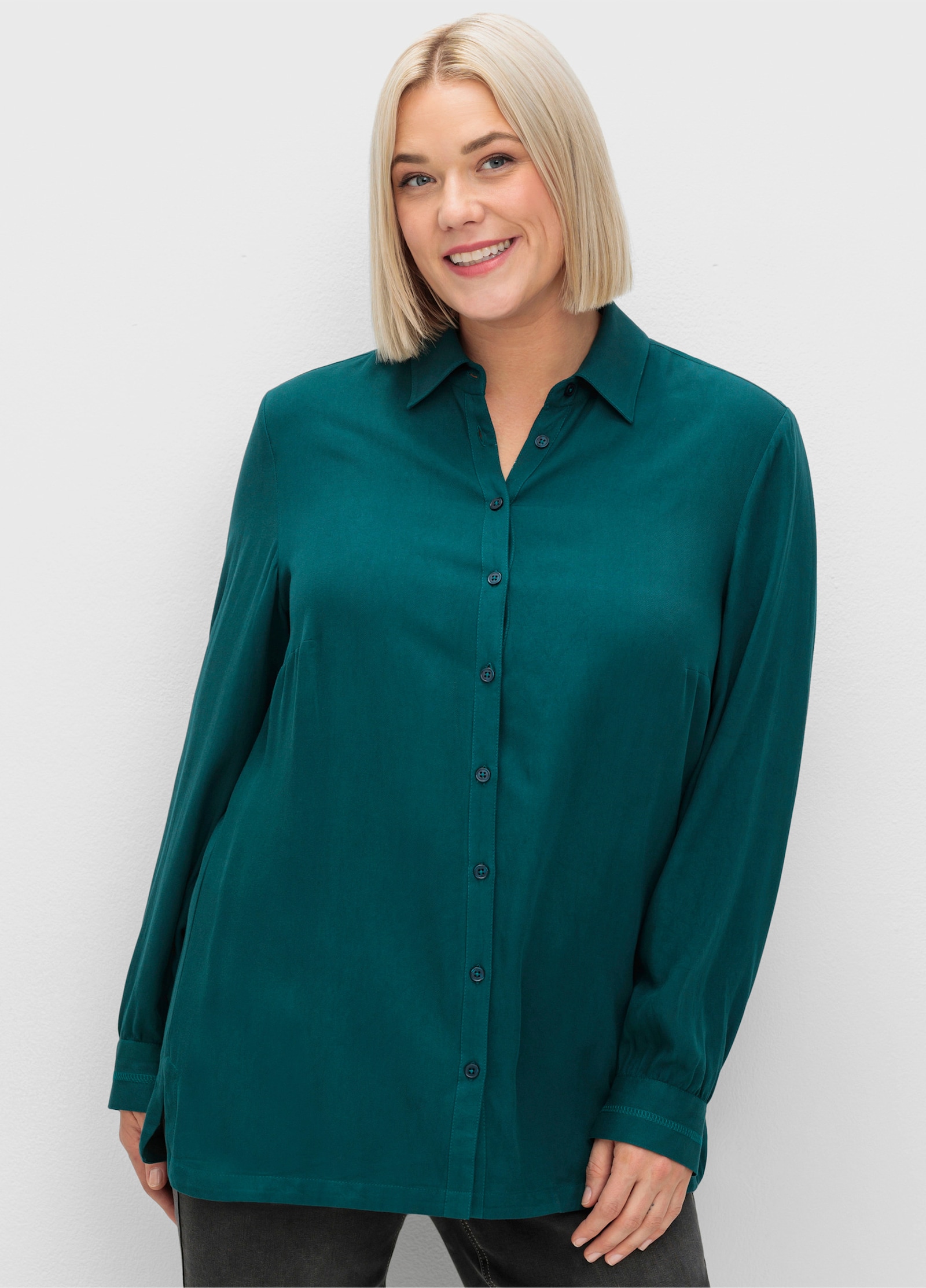 sheego Klassische Bluse aus Twillqualität - petrol