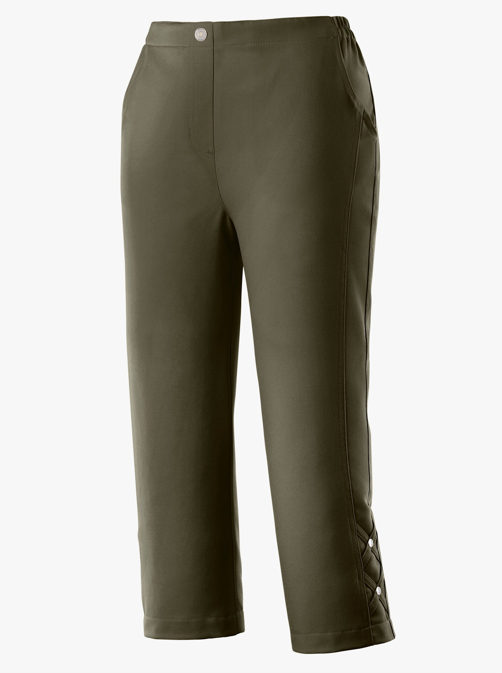 Caprihose aus Polyester, bügelfrei - oliv