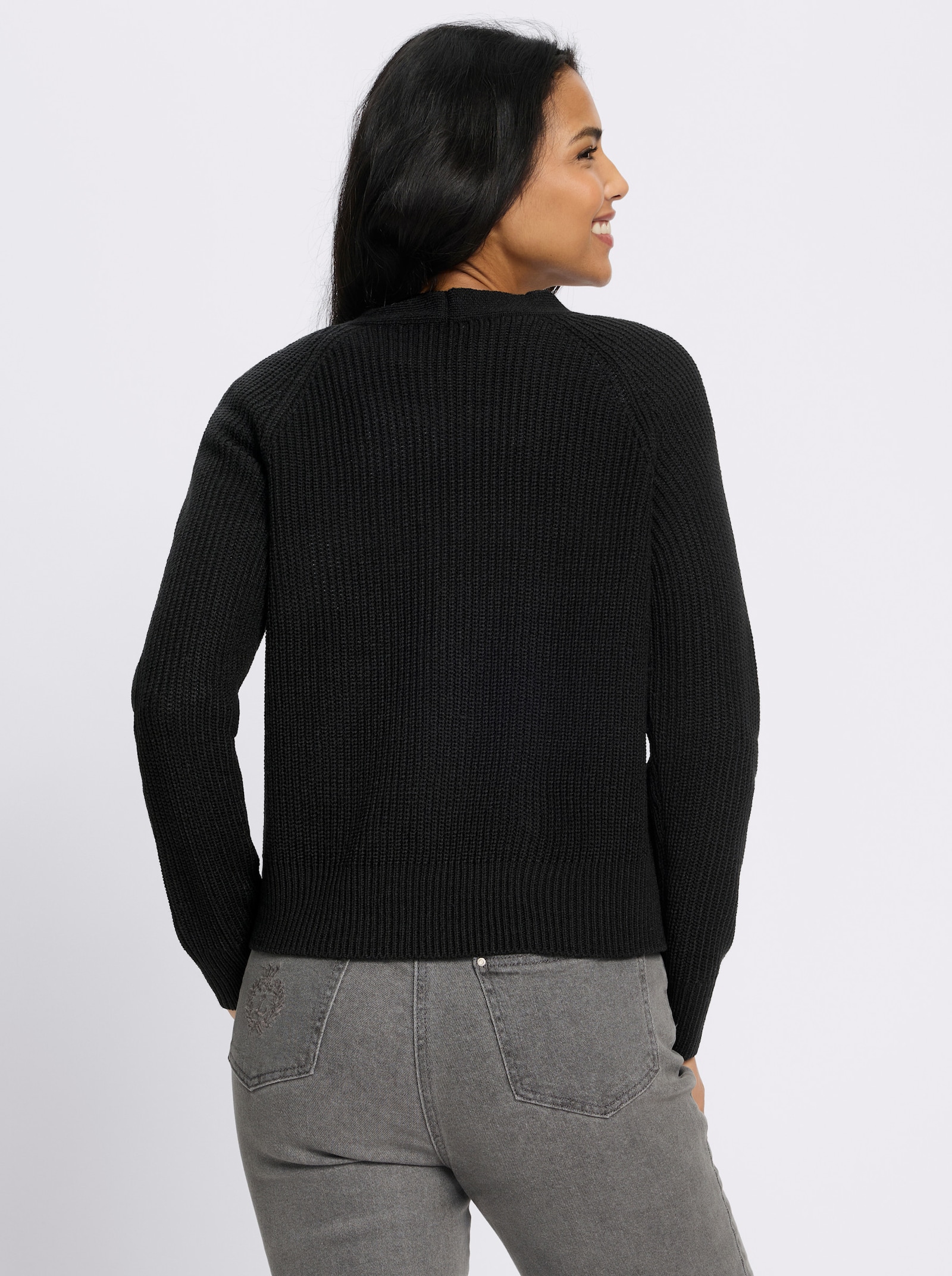 Strickjacke im Patentstrick - schwarz