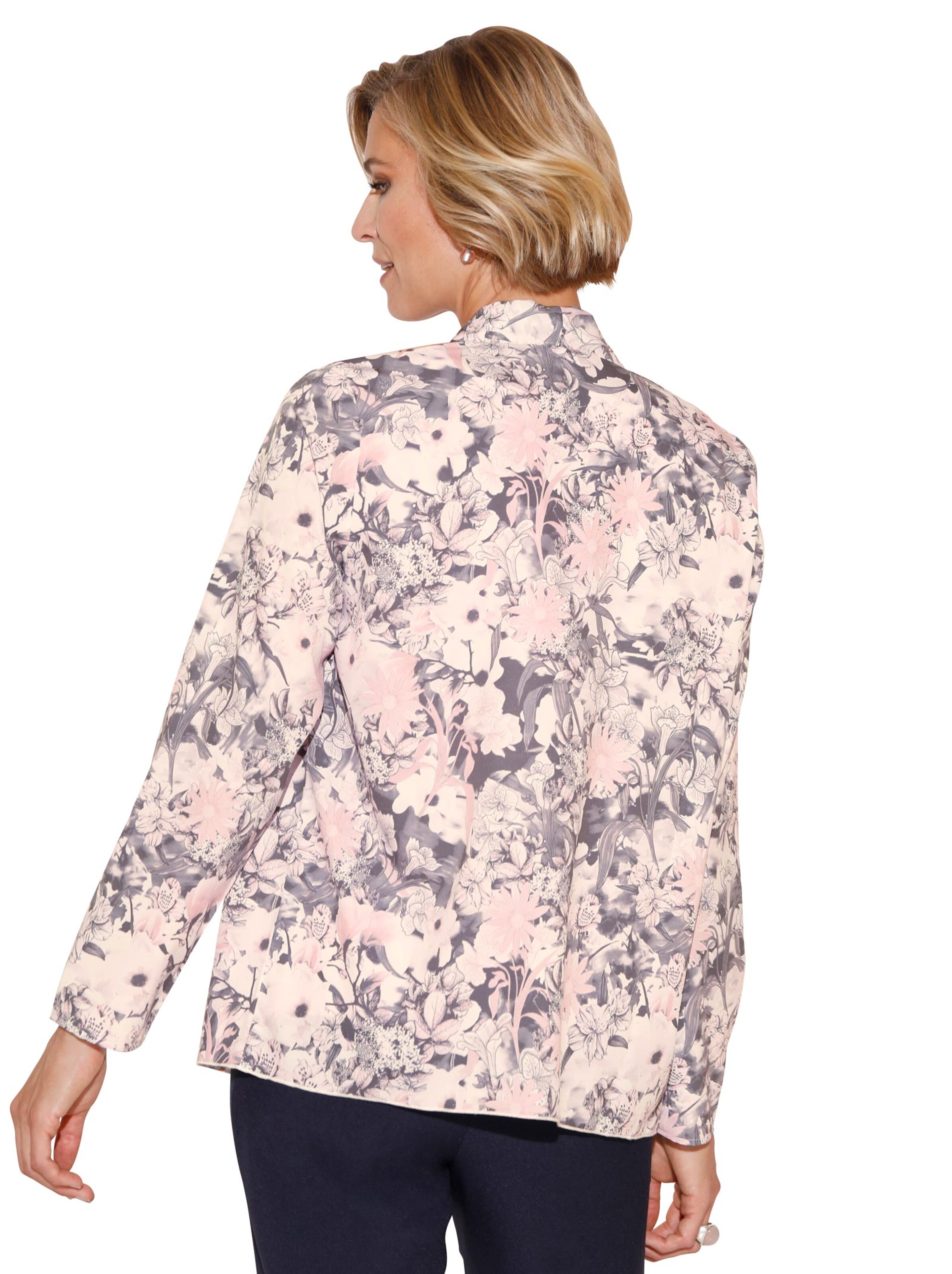 Blusenjacke - rosé-grau-bedruckt