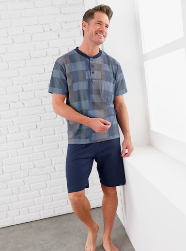 Normann Shorty - marine-mittelblau-bedruckt