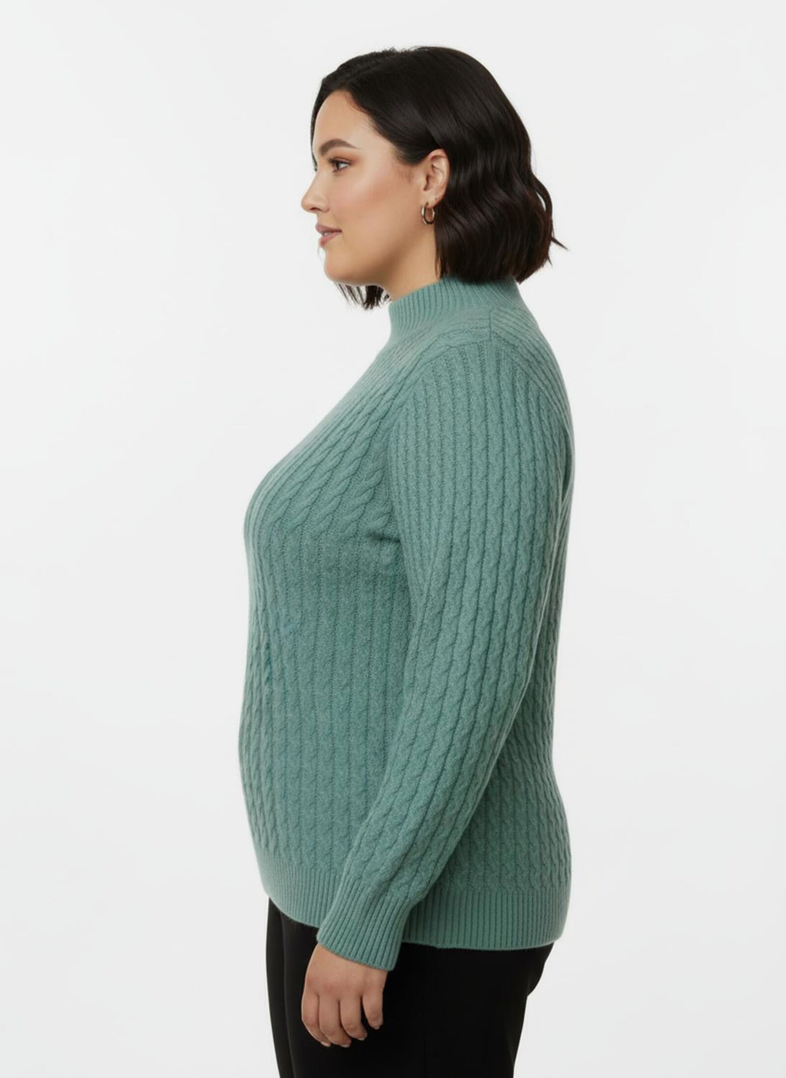 Stehkragenpullover in Patchwork-Optik - salbei