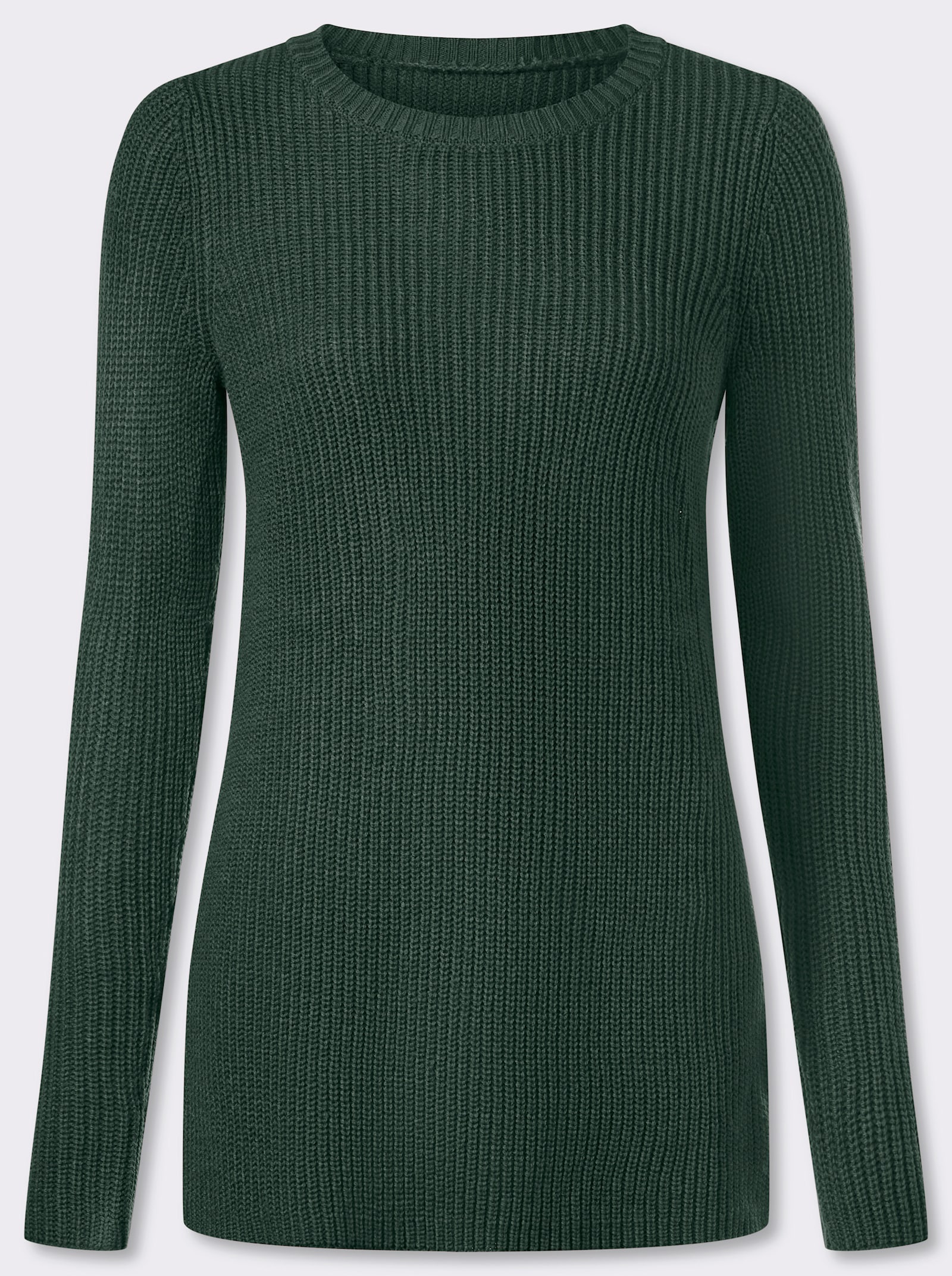 Longpullover in Ripp-Optik - moos