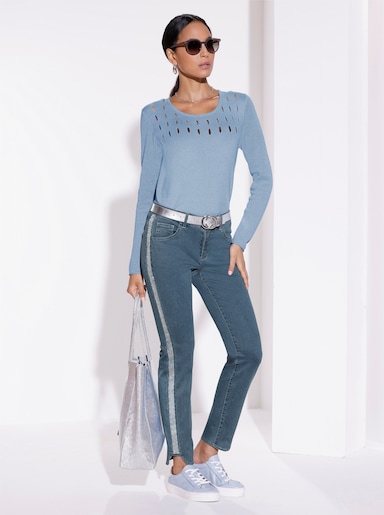 Langarm-Pullover - hellblau