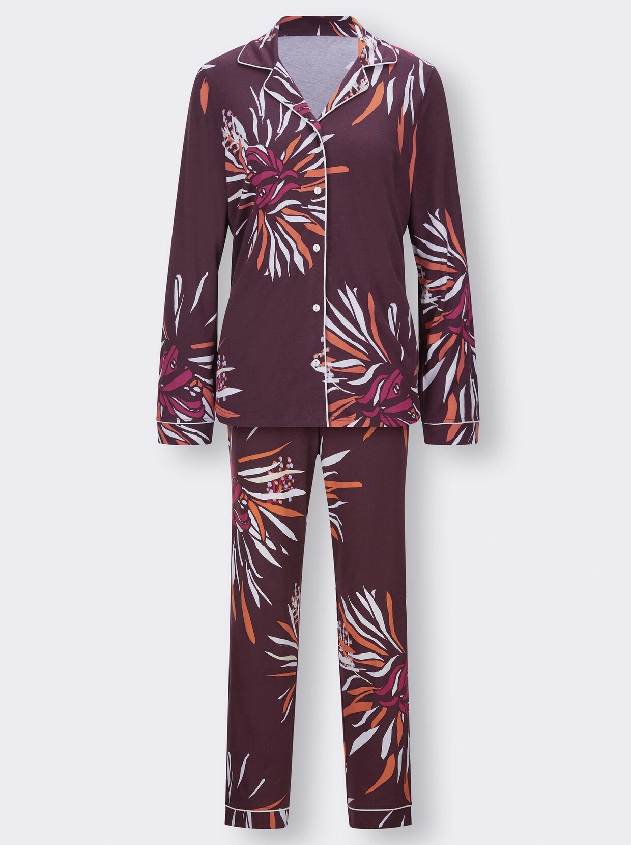 wäschepur Pyjama - burgund-bedruckt