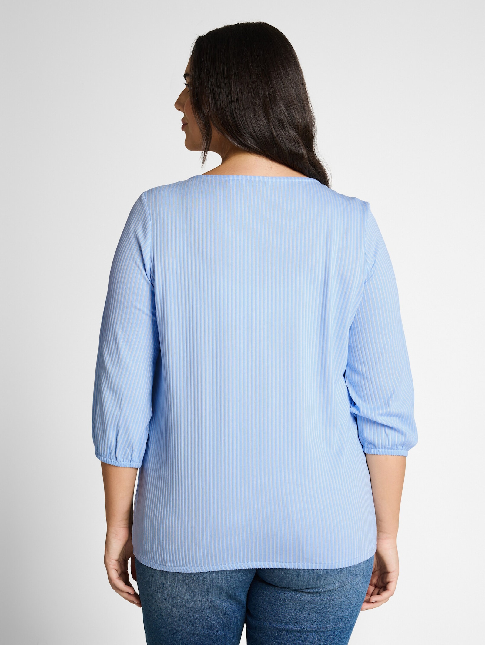 T-Shirt - blue white thin stripe