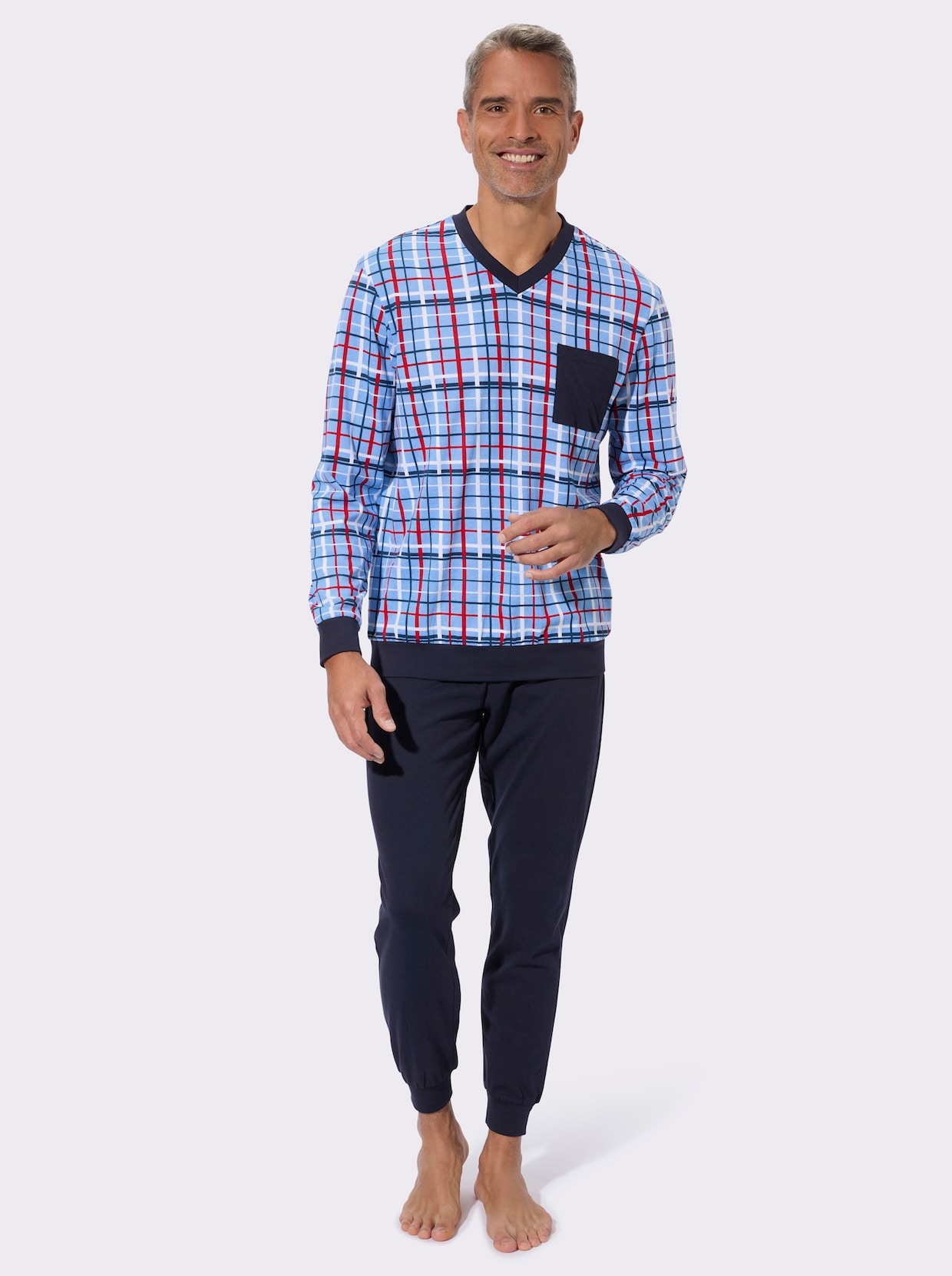 Pyjama met ruitpatroon - hemelsblauw geruit