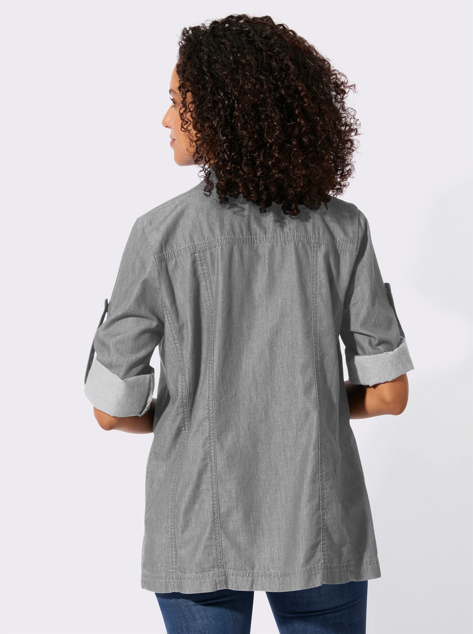 Blusenjacke mit Brust-Klappentaschen - light grey-denim
