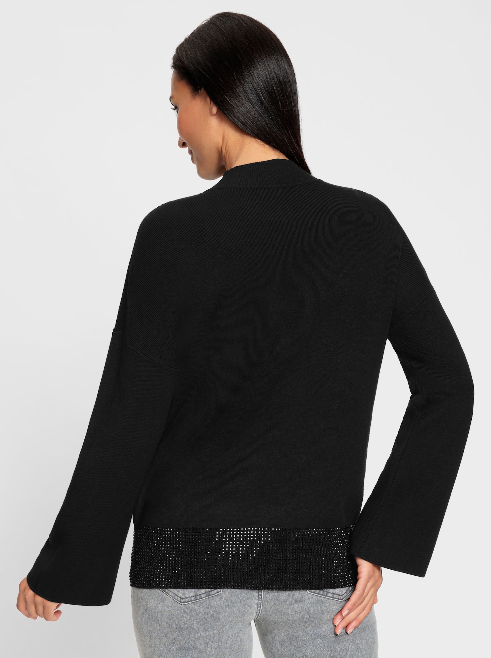 heine Strickpullover mit Glitzersteinchen - schwarz