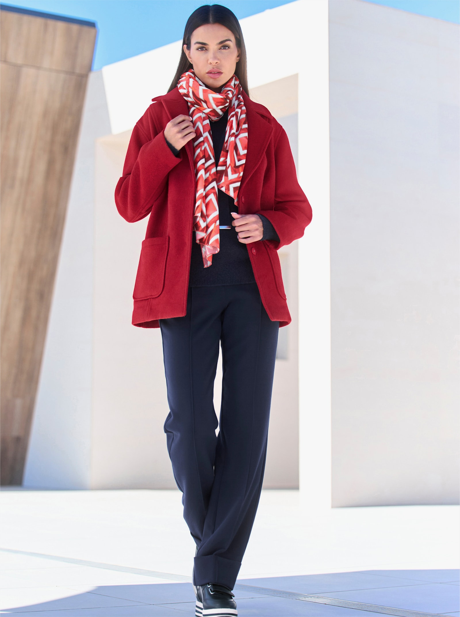 heine Outdoorjacke mit Druckknopfleiste - rot