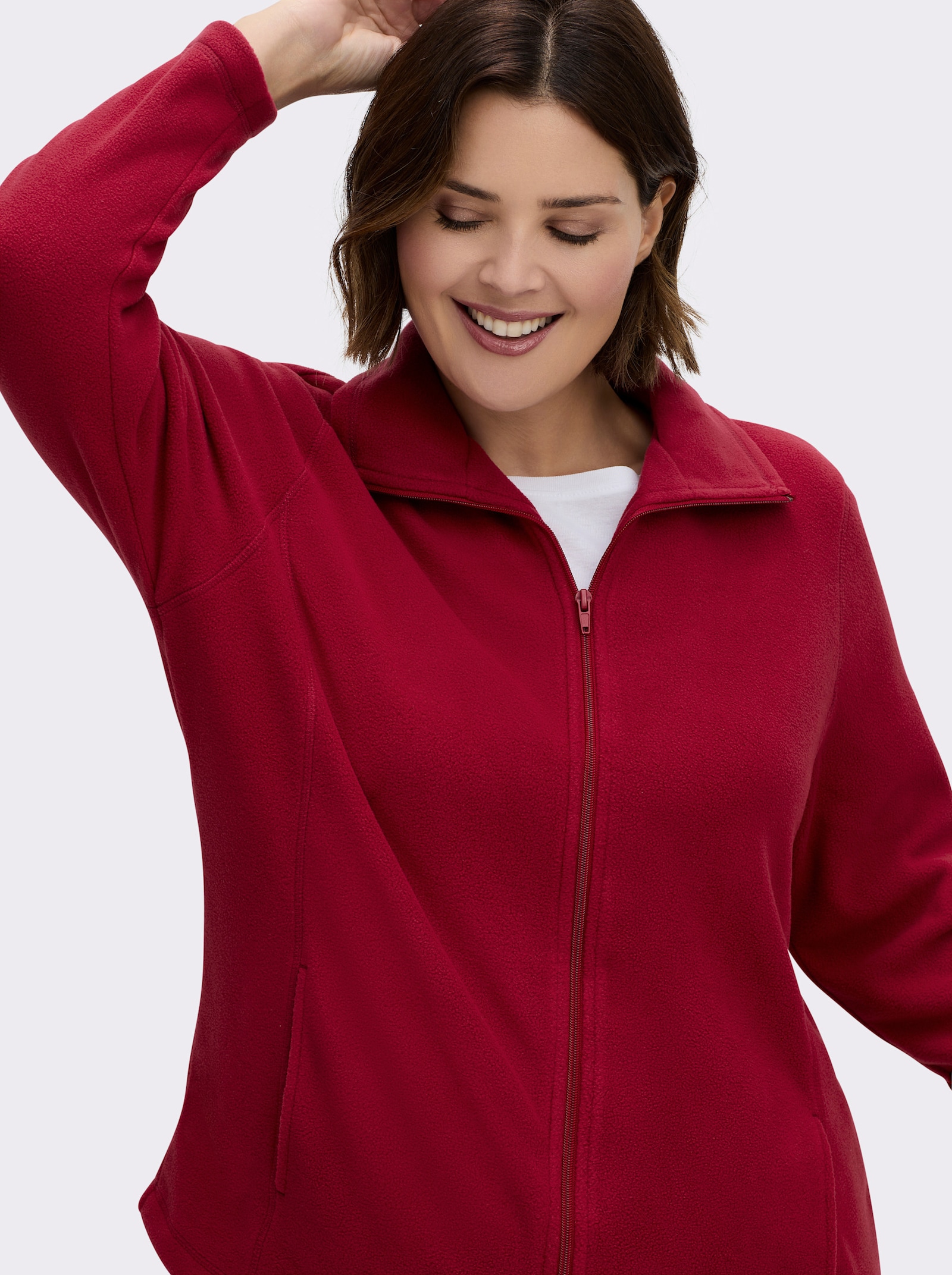 Fleecejacke mit zwei Taschen - weinrot