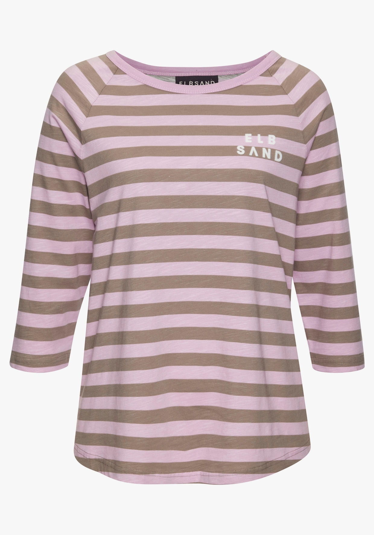 Elbsand Shirt met 3/4-mouw - lila/taupe gestreept