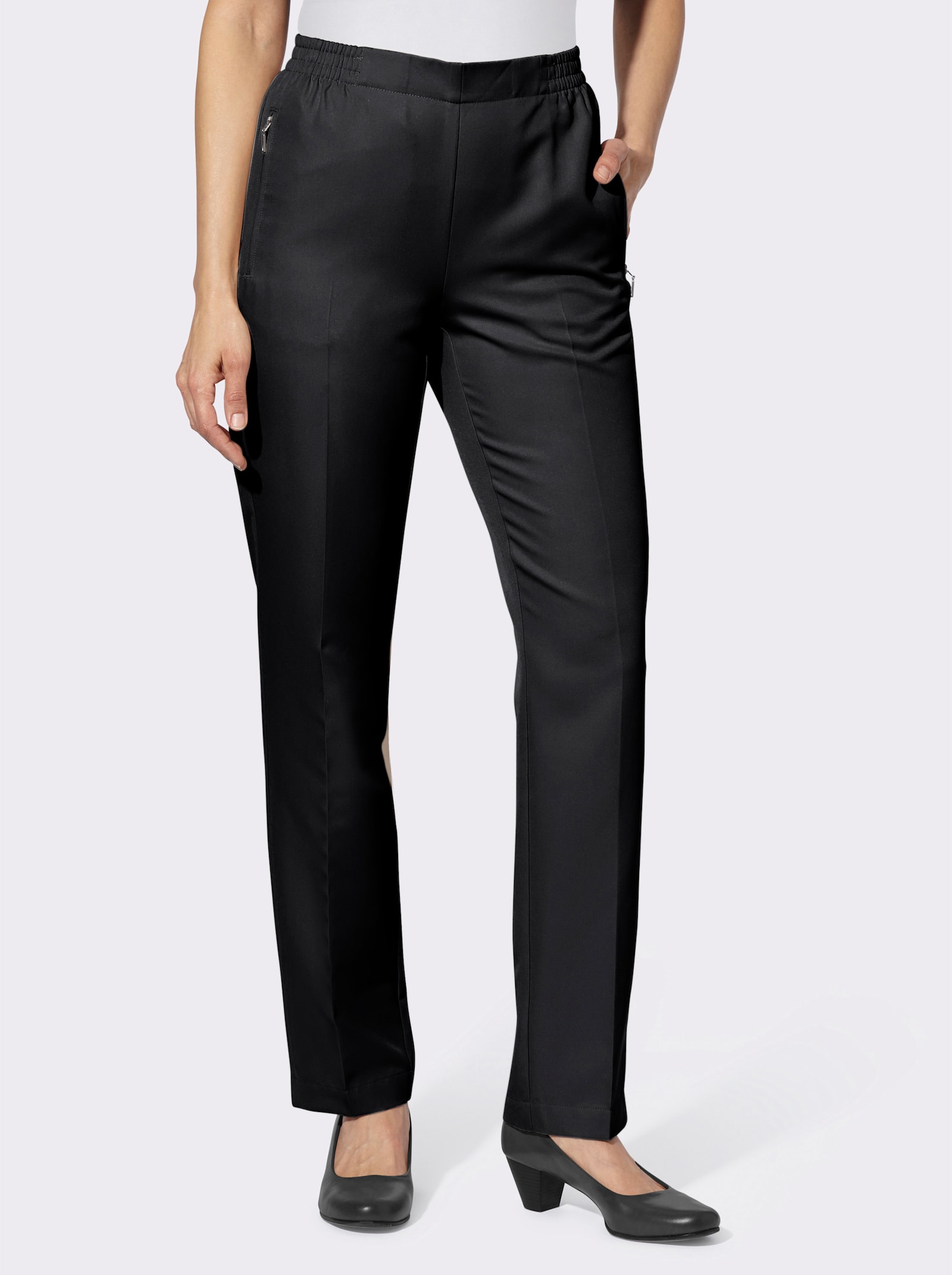 Stoffhose in Schlupfform - schwarz + schwarz-weiß-gestreift