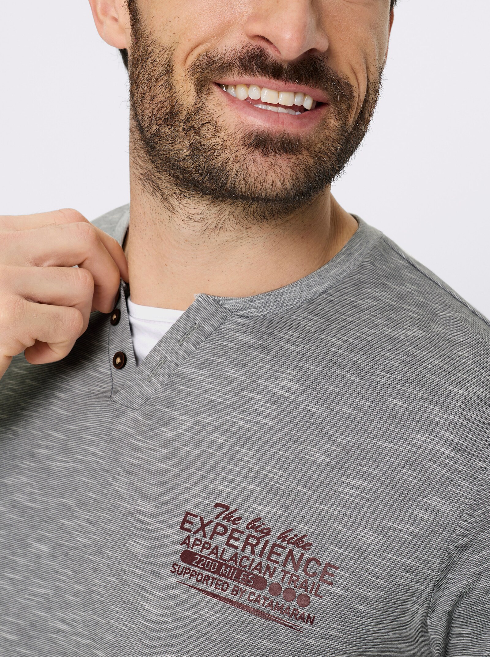 Catamaran Langarmshirt in 2-in-1-Optik - grau-meliert