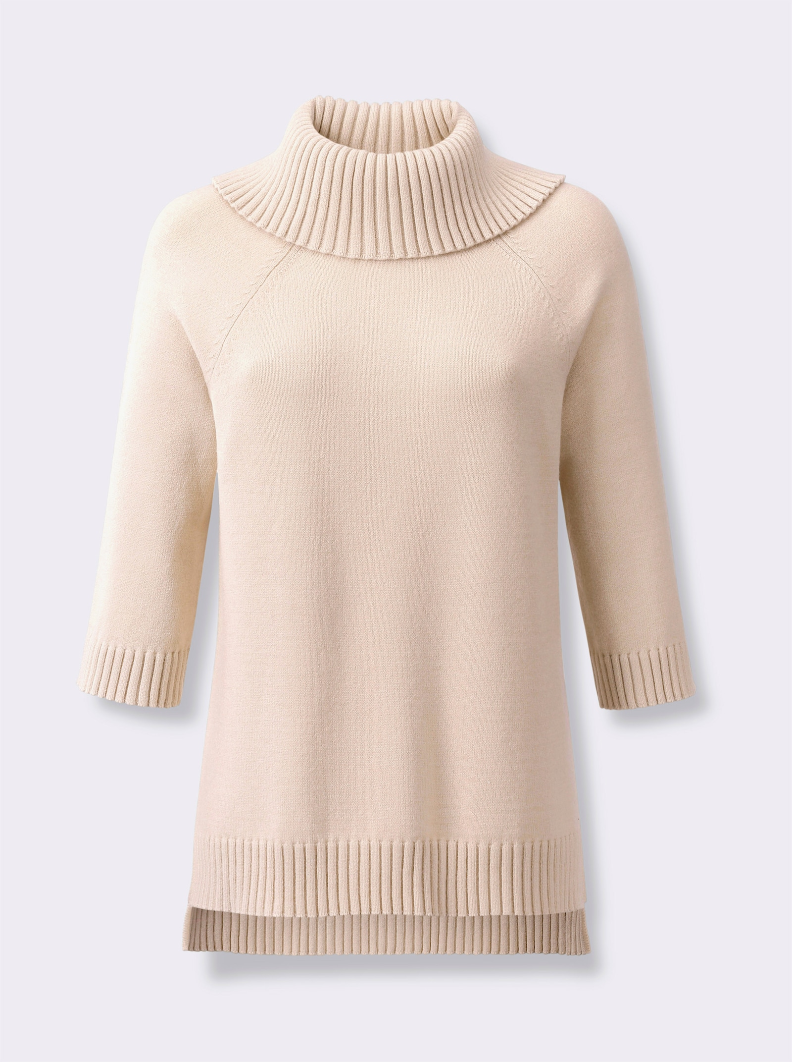 heine Rollkragenpullover mit 3/4-langen Raglan-Ärmeln - sand