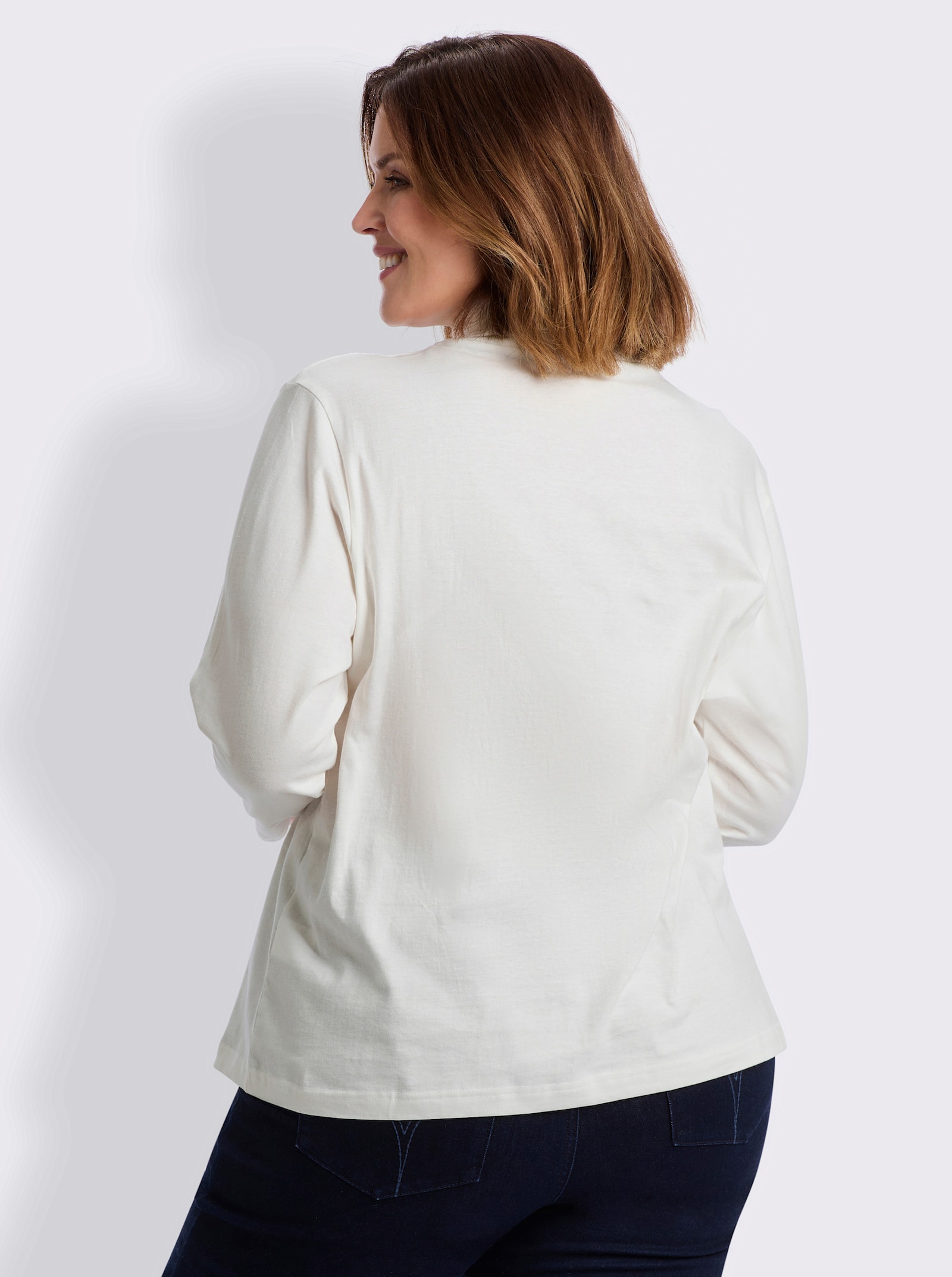 Rollkragenshirt mit langen Ärmeln - wollweiß