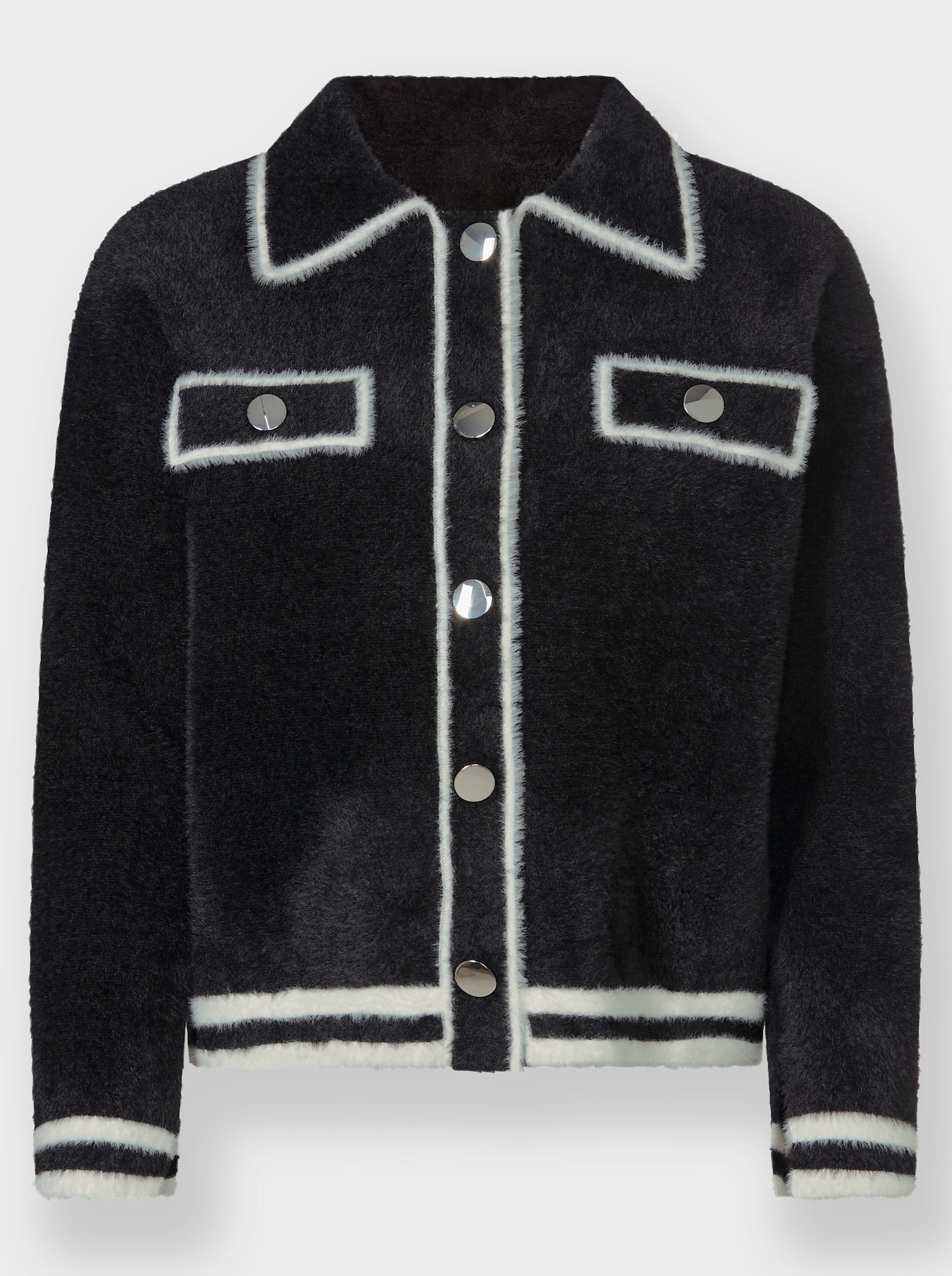 heine Strickjacke mit Kontrast-Akzenten - schwarz-ecru