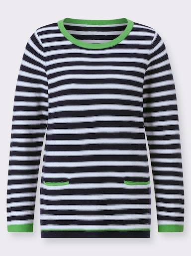 Pullover - marine-weiß-gestreift