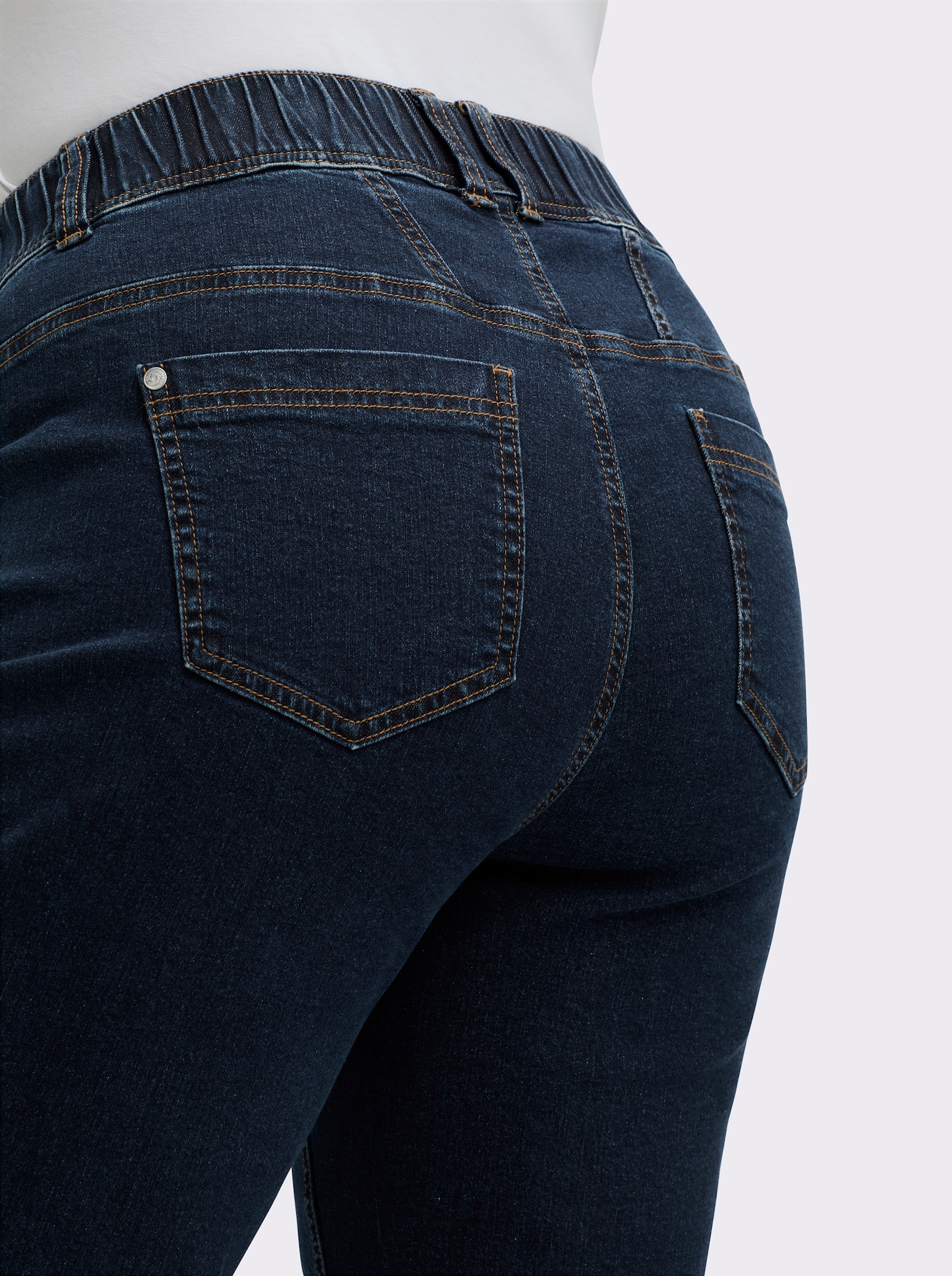 sheego Jeans schmal, mit Dehnbund hinten - dark blue