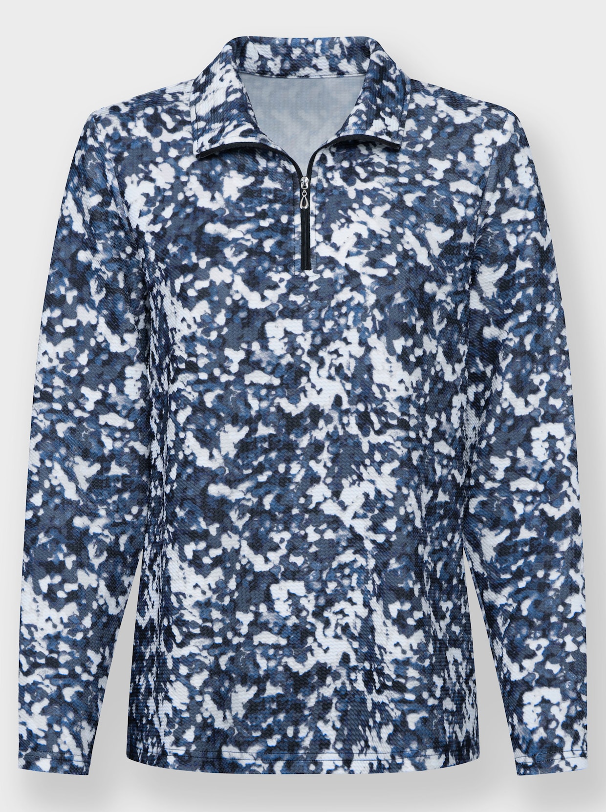 Winter-Shirt - jeansblau-ecru-bedruckt