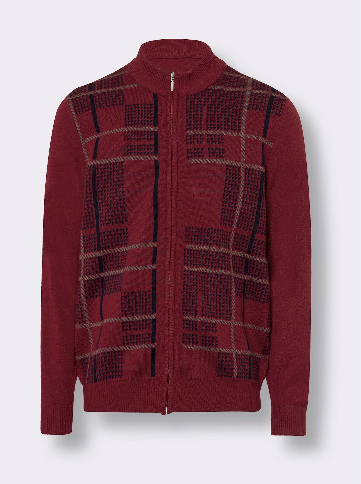 Pletený kabátek - tmavěčervená-vzor