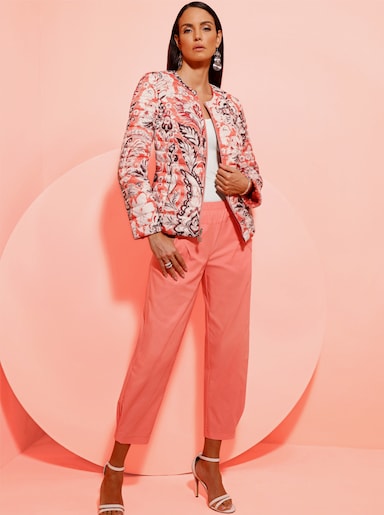 Wendejacke mit Quersteppung - champagner-koralle-bedruckt