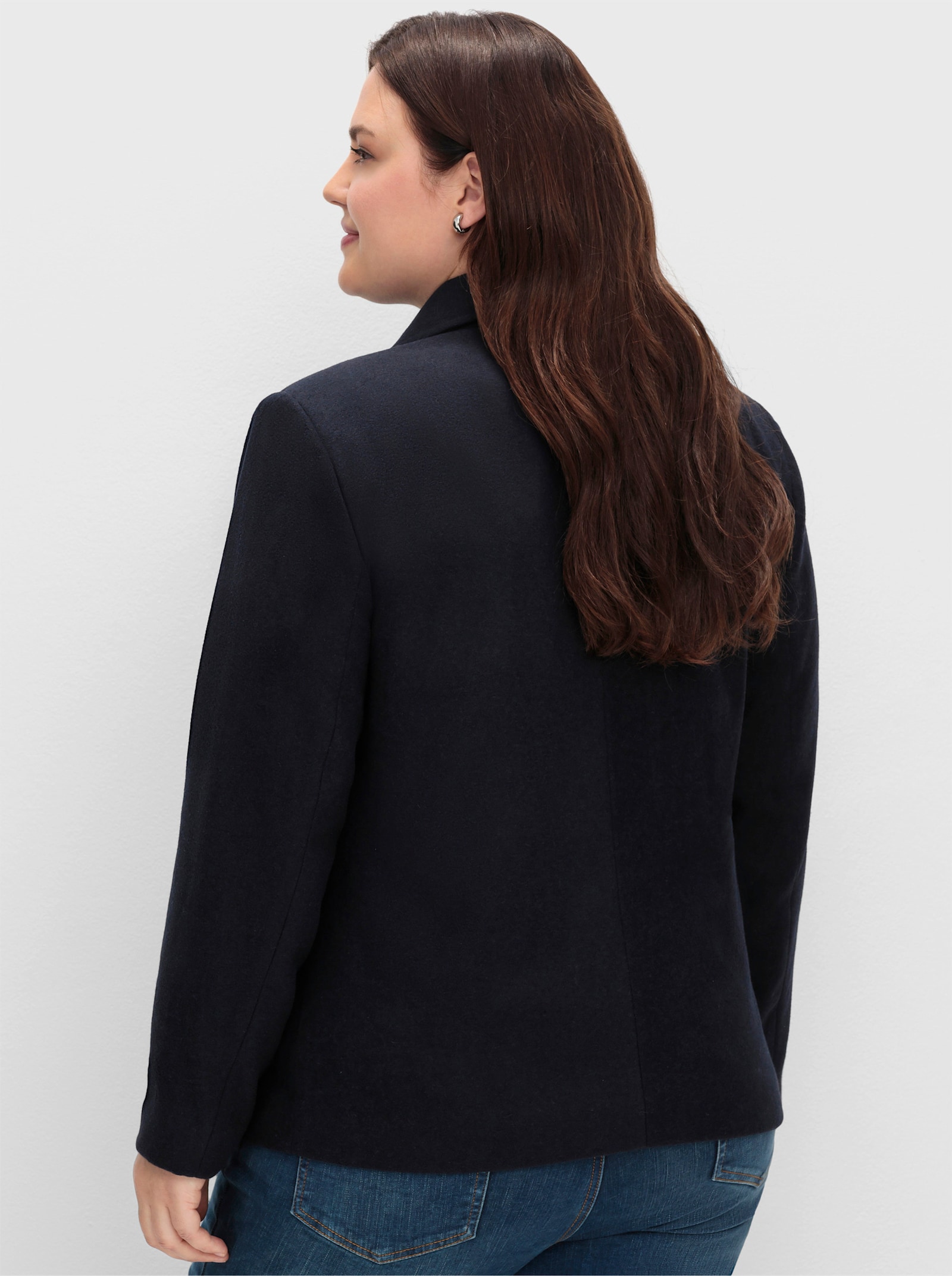 sheego Kurzjacke mit zweireihiger Knopfleiste - tiefblau