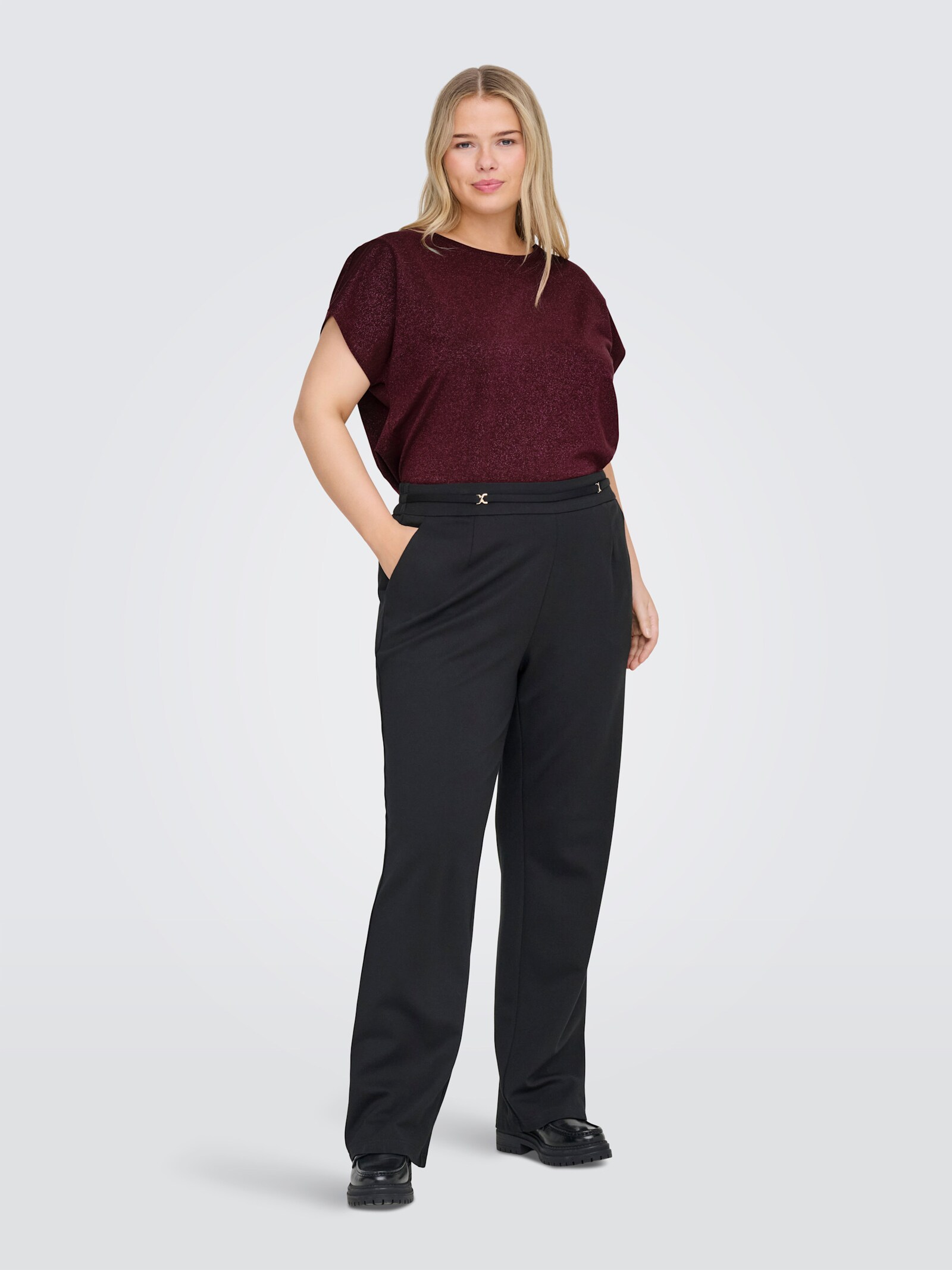 ONLY CARMAKOMA Kurzarmshirt - chocolate truffle detail:chocolate truffle lurex