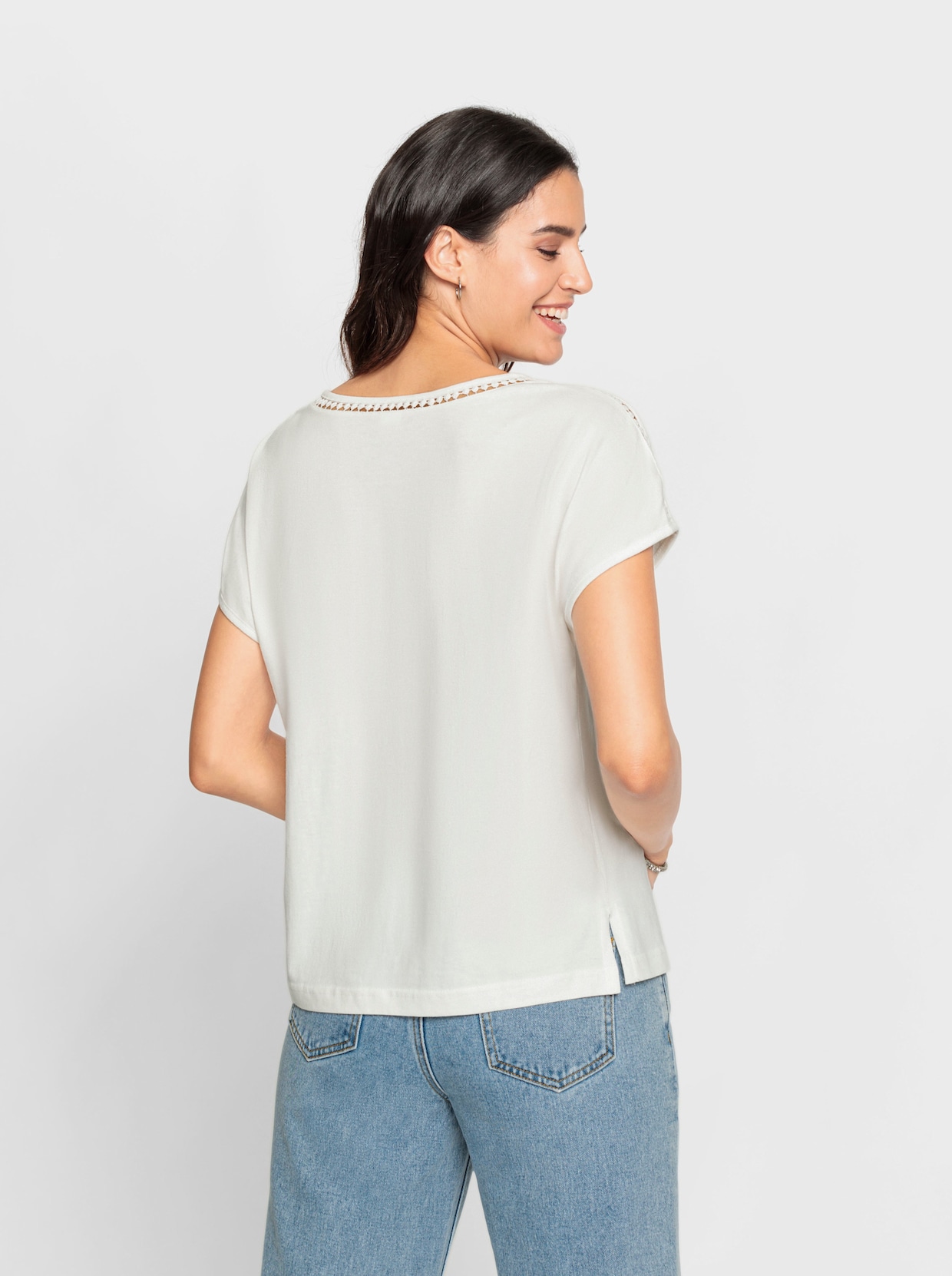 Shirt met ronde hals - ecru