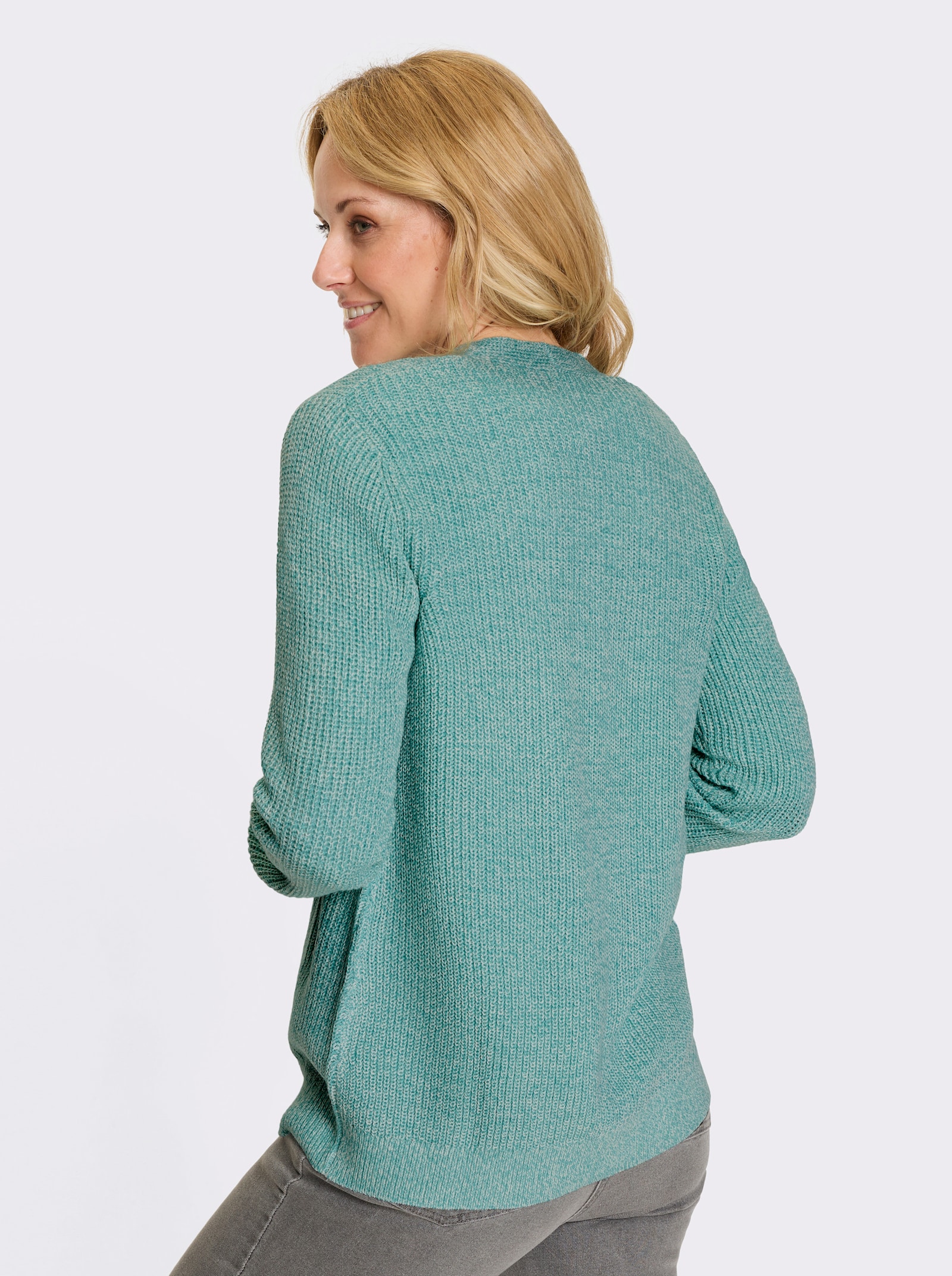 Strickjacke in offener Form - ozean-ecru-meliert