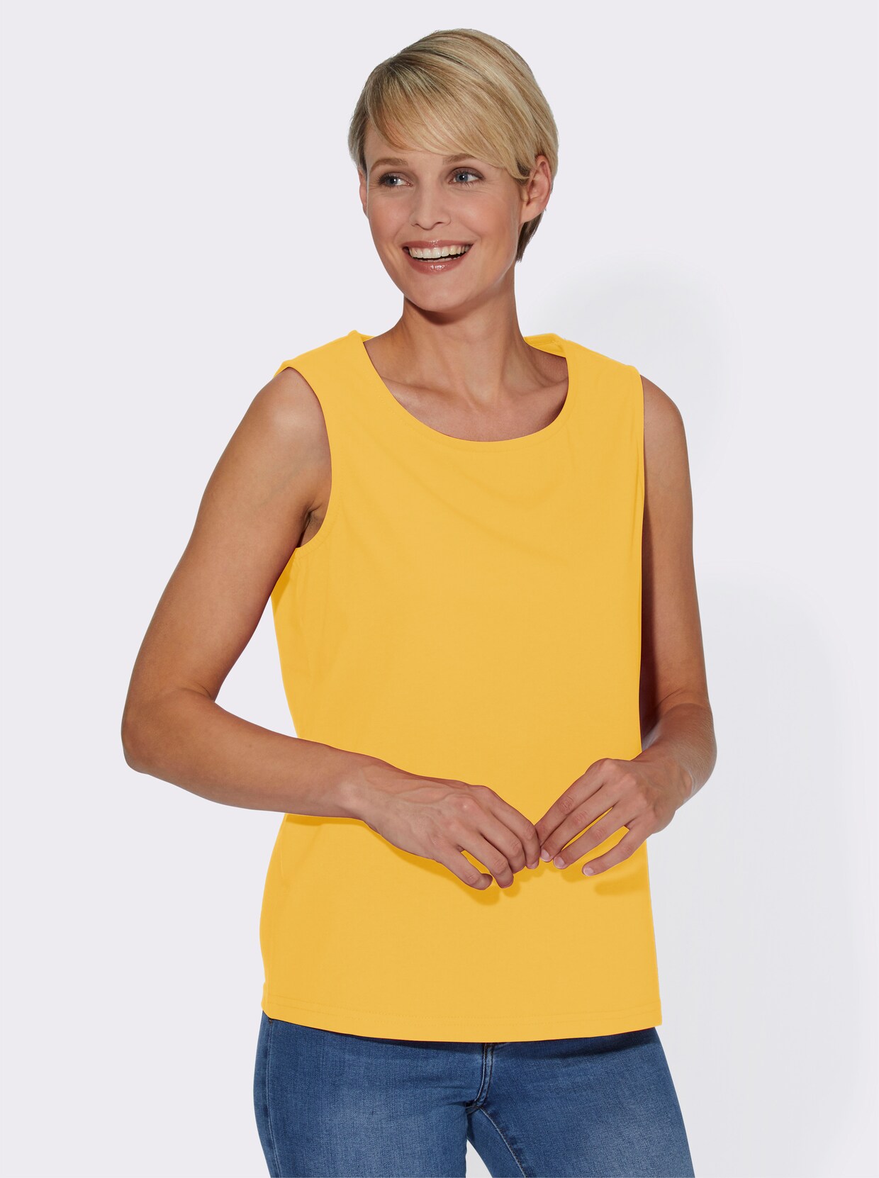 Shirttop - geel + geel gestippeld