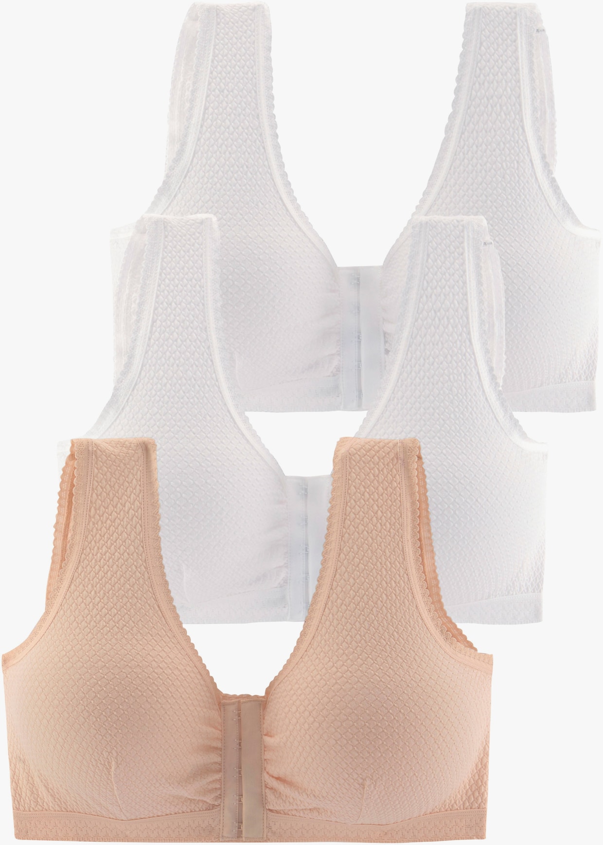 petite fleur Soutien-gorge doux - 2x blanc + couleur poudre