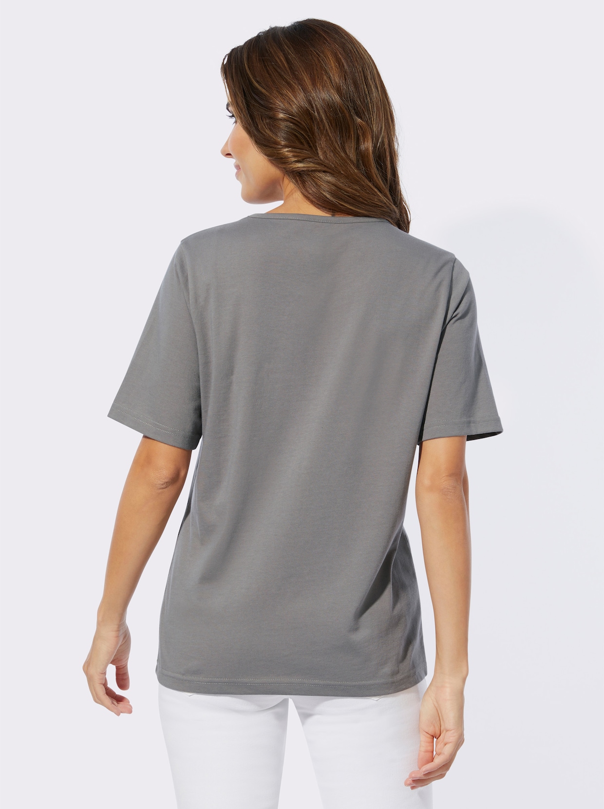 Shirt met ronde hals - zwart/wit geprint