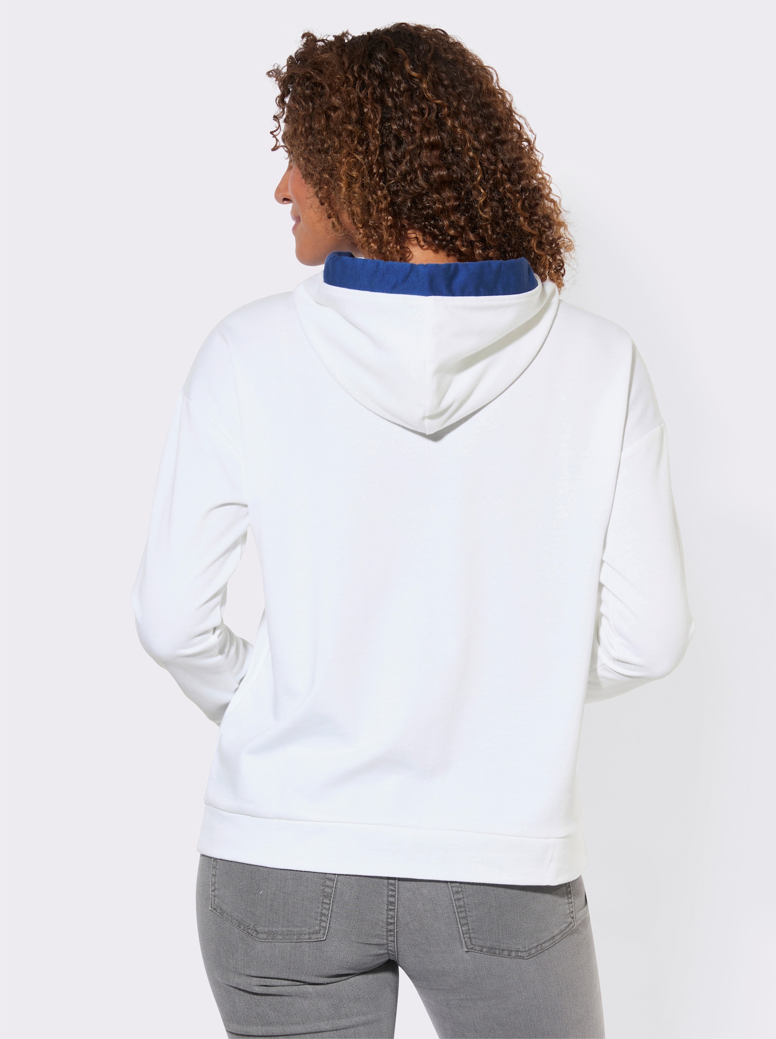 Sweatshirt mit Sternen-Print vorne - weiß