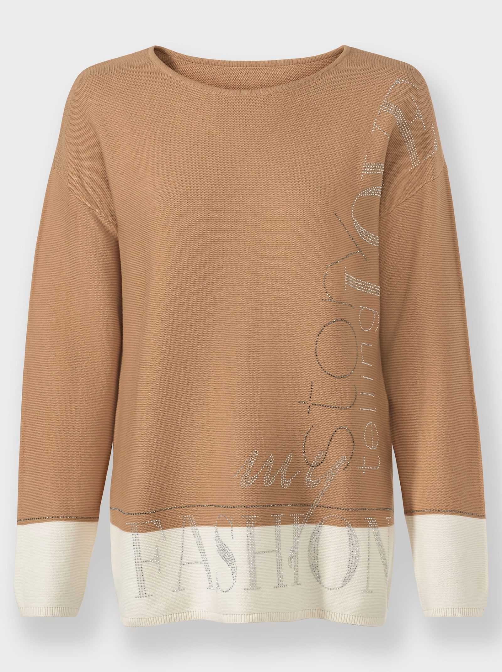 heine Gebreide pullover van puur katoen - champagne/camel gedessineerd