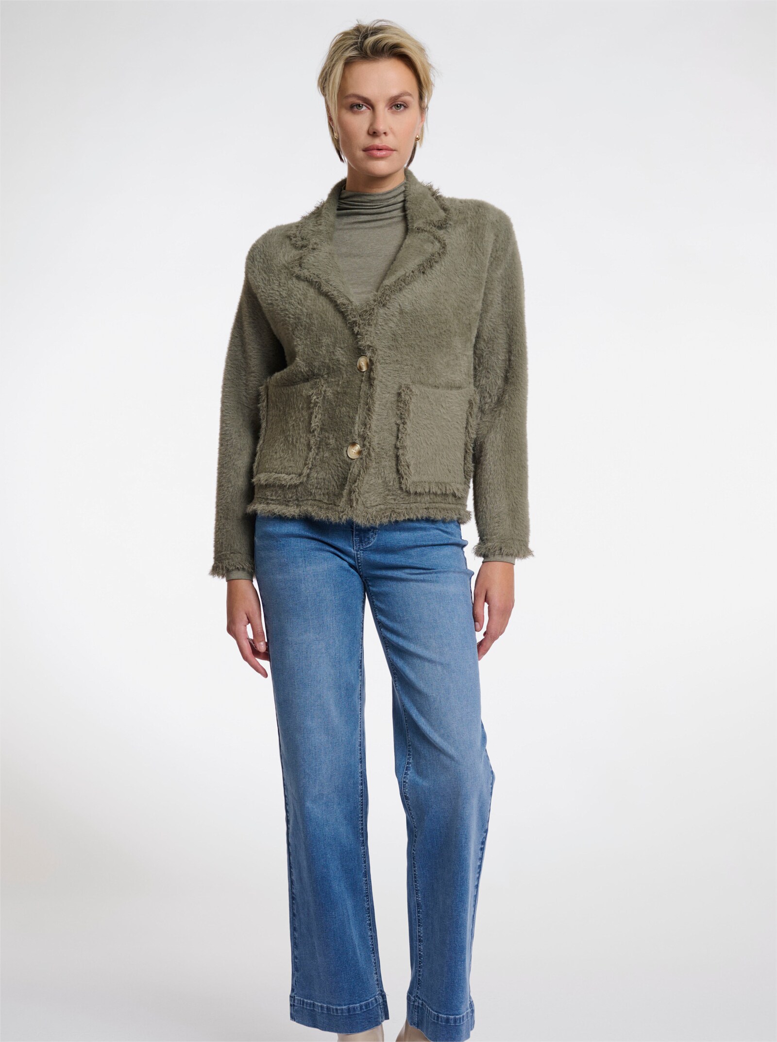 Rino & Pelle Strickjacke mit Effektgarn - khaki