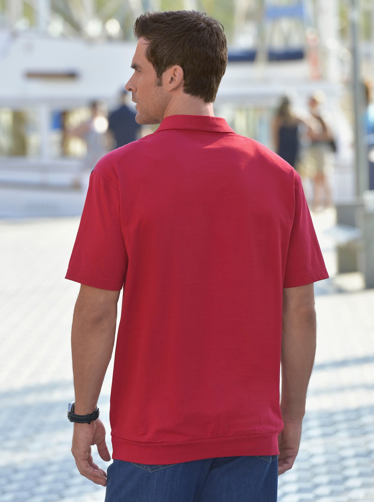 Poloshirt - rood/marine