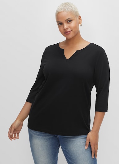 sheego 3/4-Arm-Shirt - schwarz