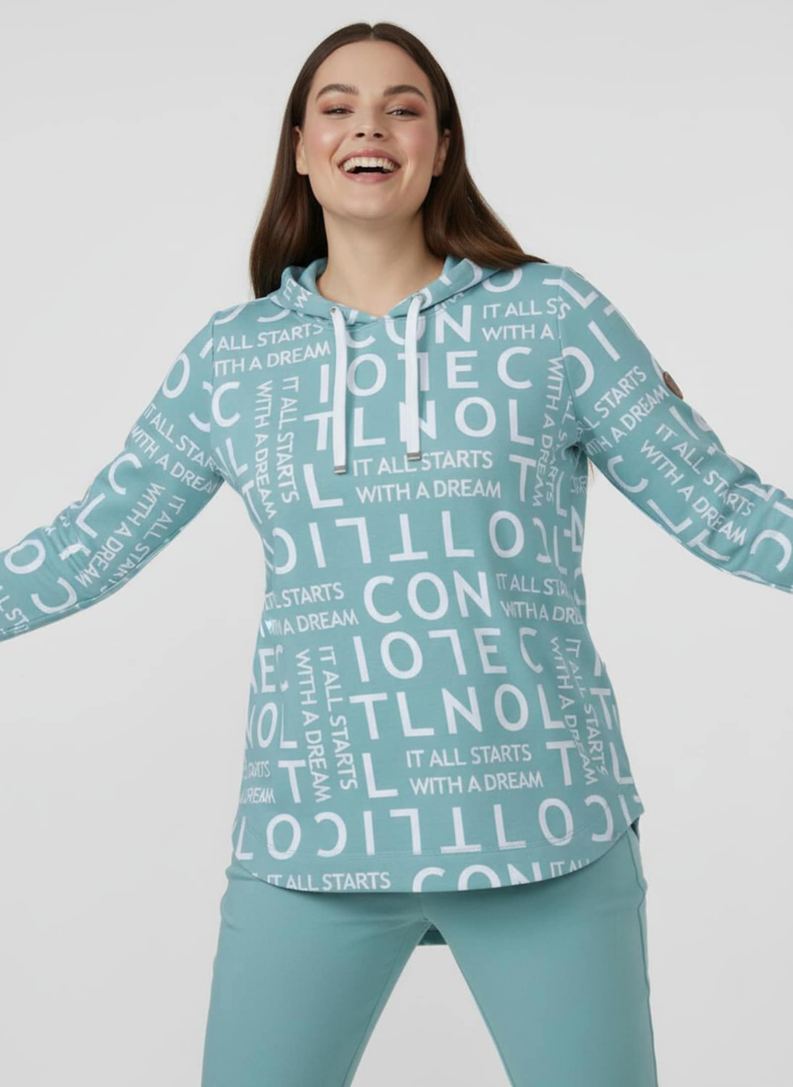 Longsweatshirt mit Lettering-Druck - ozean-weiß-gemustert