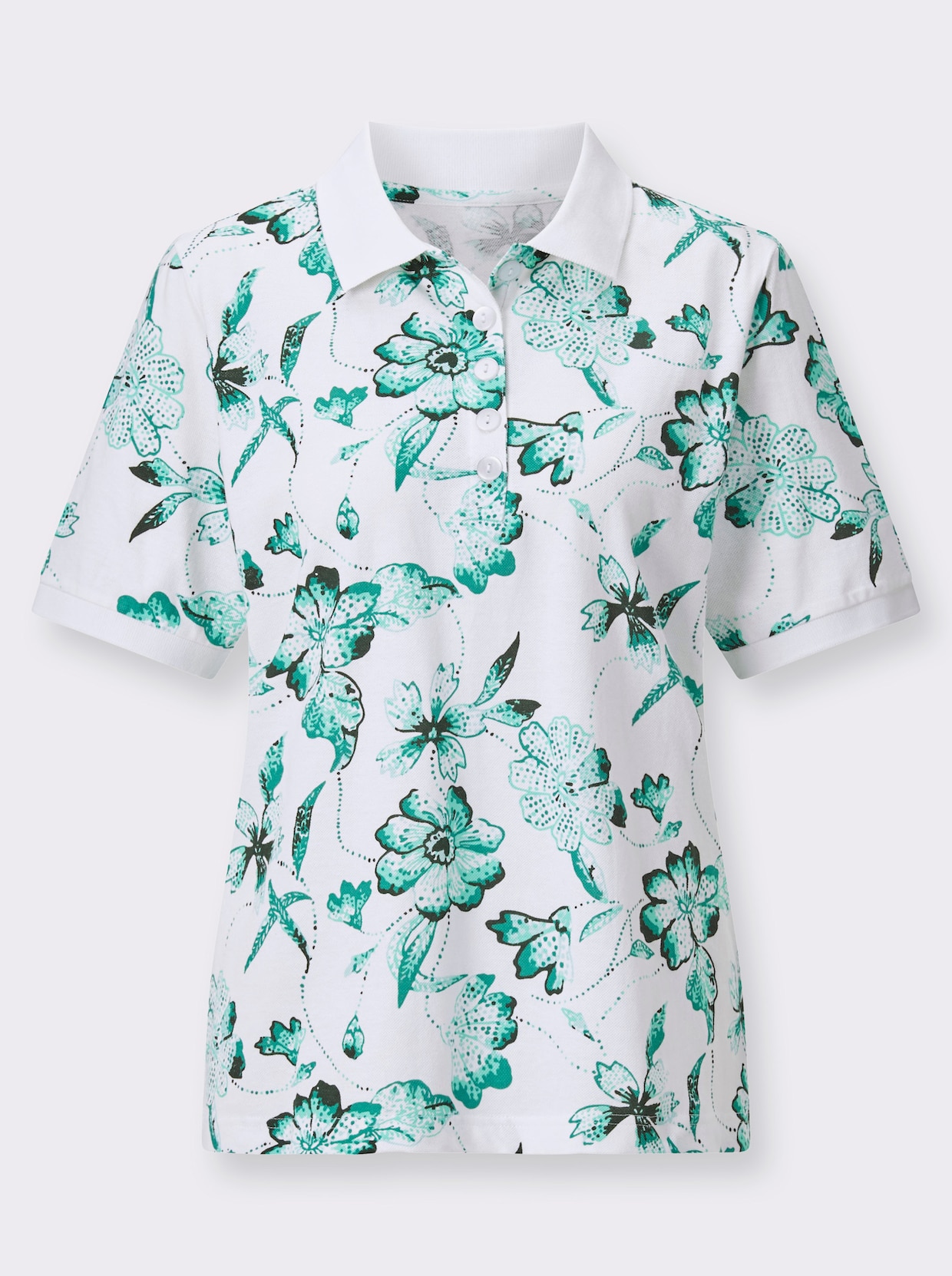 Shirt - smaragd-ecru-bedruckt