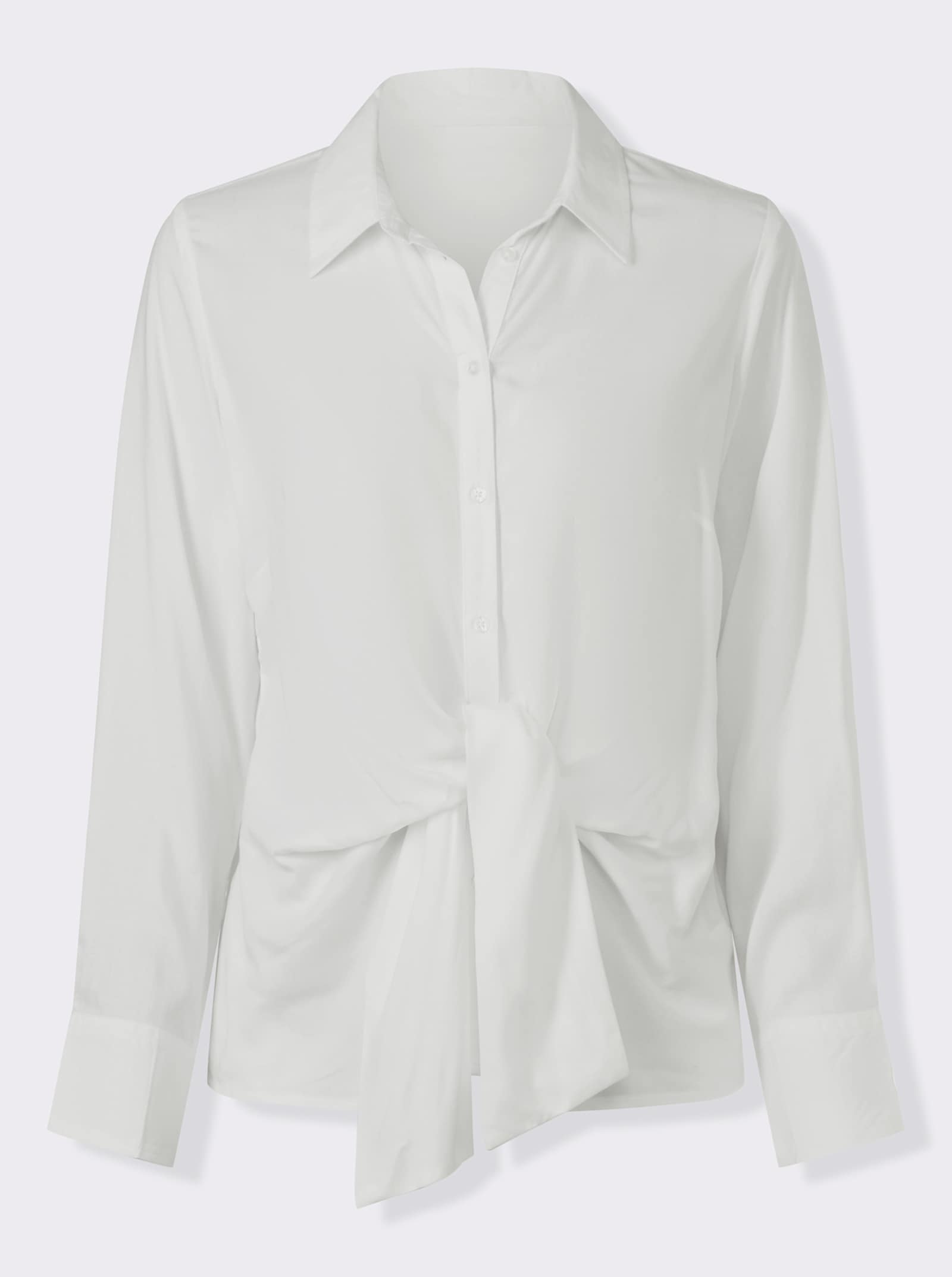 heine Langarm-Bluse mit Knoten-Detail - weiß