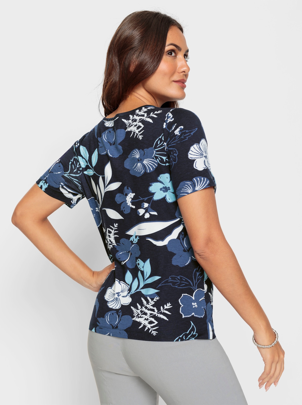 Print-Shirt - marine-jeansblau-bedruckt